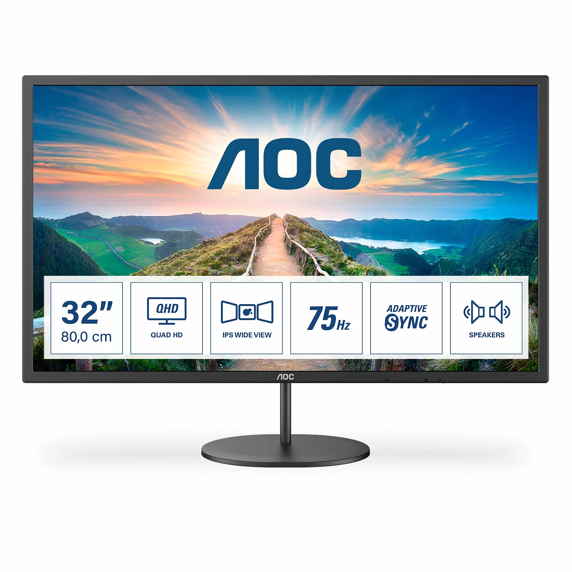 AOC Q32V4 Monitor 32 Pulgadas 75Hz Panel IPS, 4ms GtG, Altavoces, (2560x1440 HDMI 1x 1.4 DP 1x 1.2 ) Negro