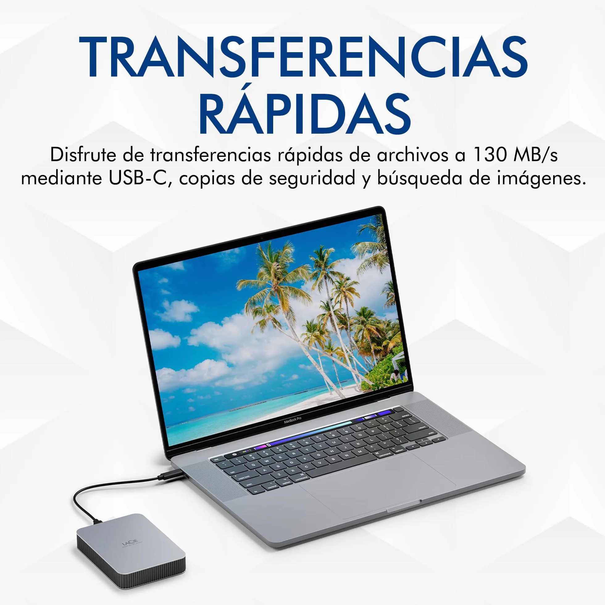 LaCie Mobile Drive V2 1TB — diseño fino, USB‑C Disco duro externo portátil 2,5", Moon Silver, para Mac y Windows — incluye Rescue Data Recovery