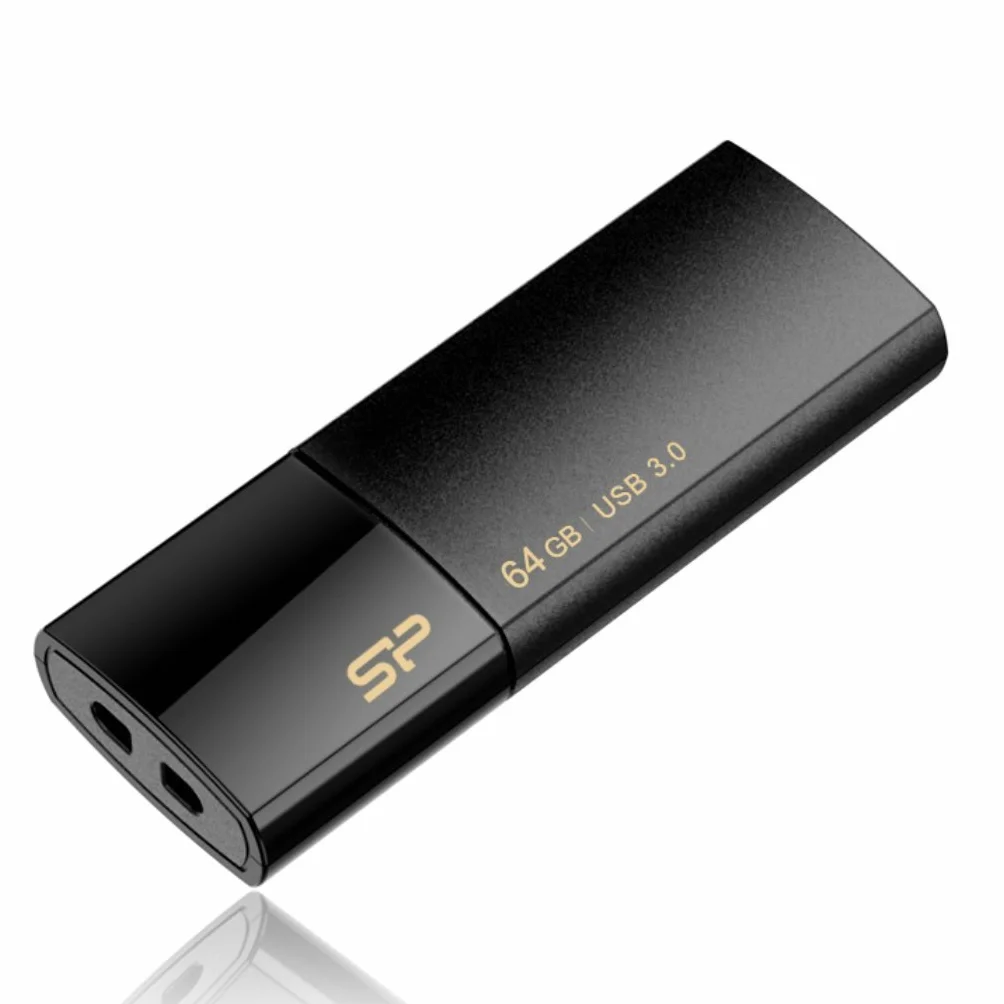 Silicon Power Blaze B05 - Memoria USB 3.0 de 64 GB, retráctil, color negro