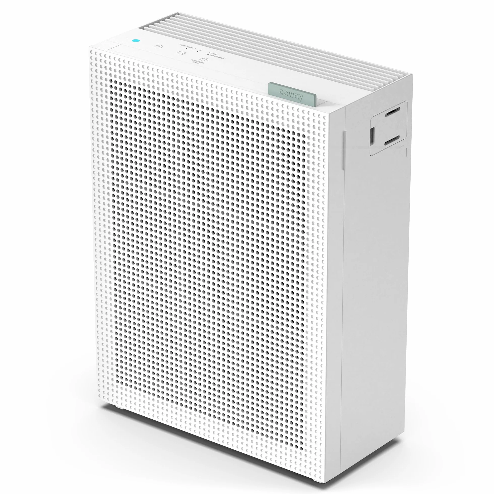 COWAY Purificador Aire, Calima Sahariana Alérgenos Mascotas, ECARF Quiet Mark, Modo Sueño 20 dB, Prefiltro Lavable, HyperCaptive 99,999% 0,01µm, CADR 281m³/h, Garantía 3 Años, Airmega 150, Bianco