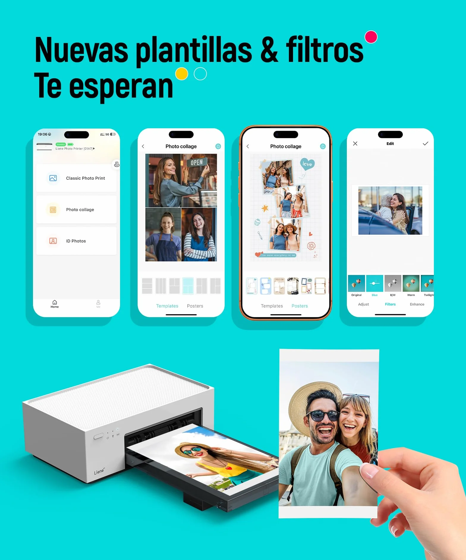 Liene Amber M100 Impresora Fotográfica, 10 X 15 WiFi Impresora Fotográfica Instantánea para PC/iPhone/Android, con 20 Papeles Fotográficos/Cartucho, Impresión a Sublimación, 300DPI, Impresora Móvil