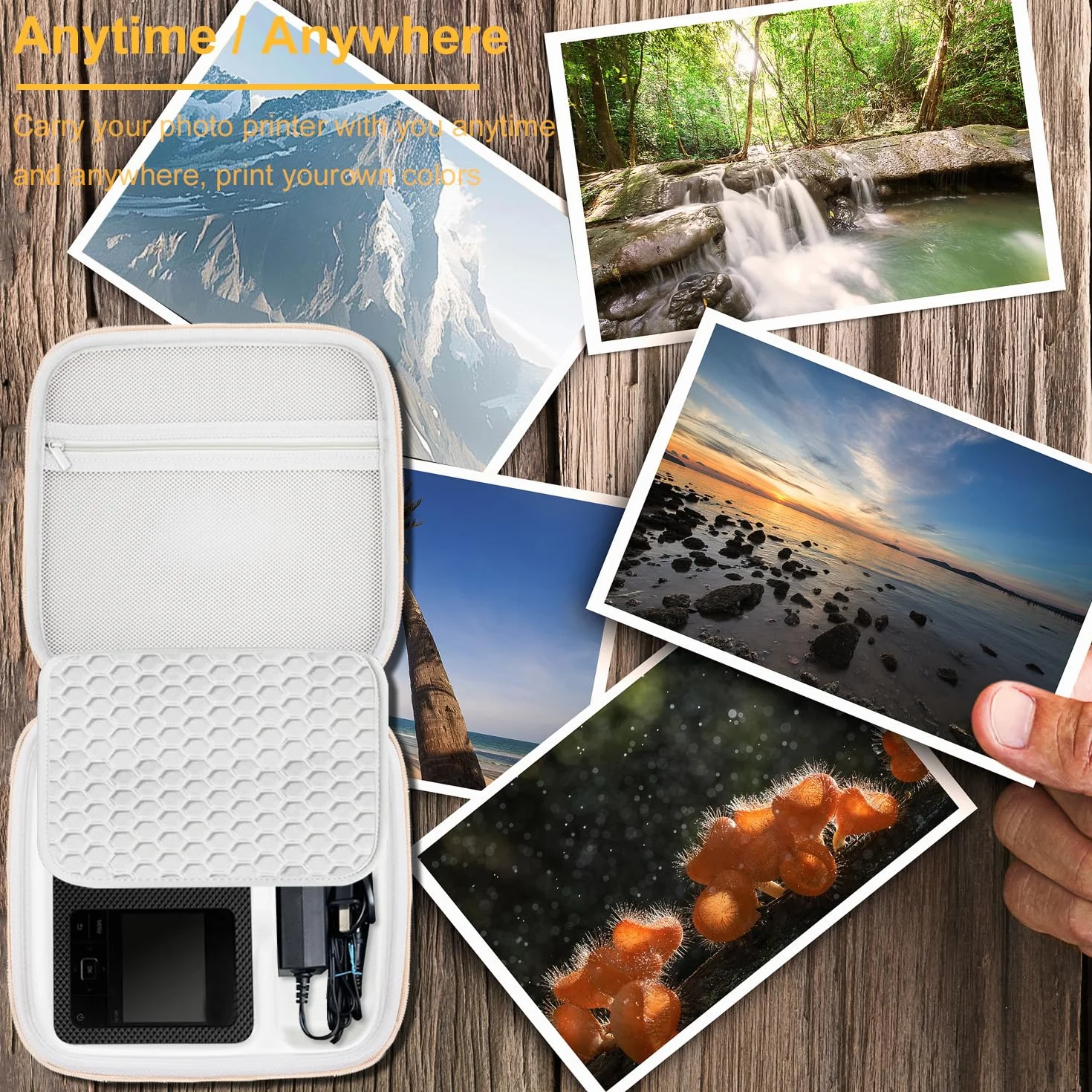 CRTBOTW Carcasa rígida compatible con impresoras fotográficas Canon Selphy CP1500/CP1300/CP1200 con acabado de poliuretano, para almacenar impresoras, baterías, cartuchos de tinta, papel fotográfico