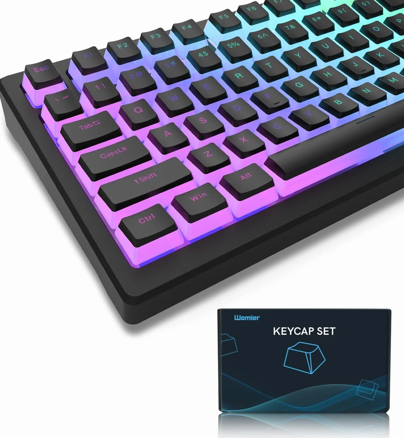 Pudding Keycaps, 165 Teclas PBT Juego ANSI US, Perfil de Teclas OEM, compatibilidad Universal para Teclados 100%, 75%, 65%, 60% - Negro (ISO no Adecuado)