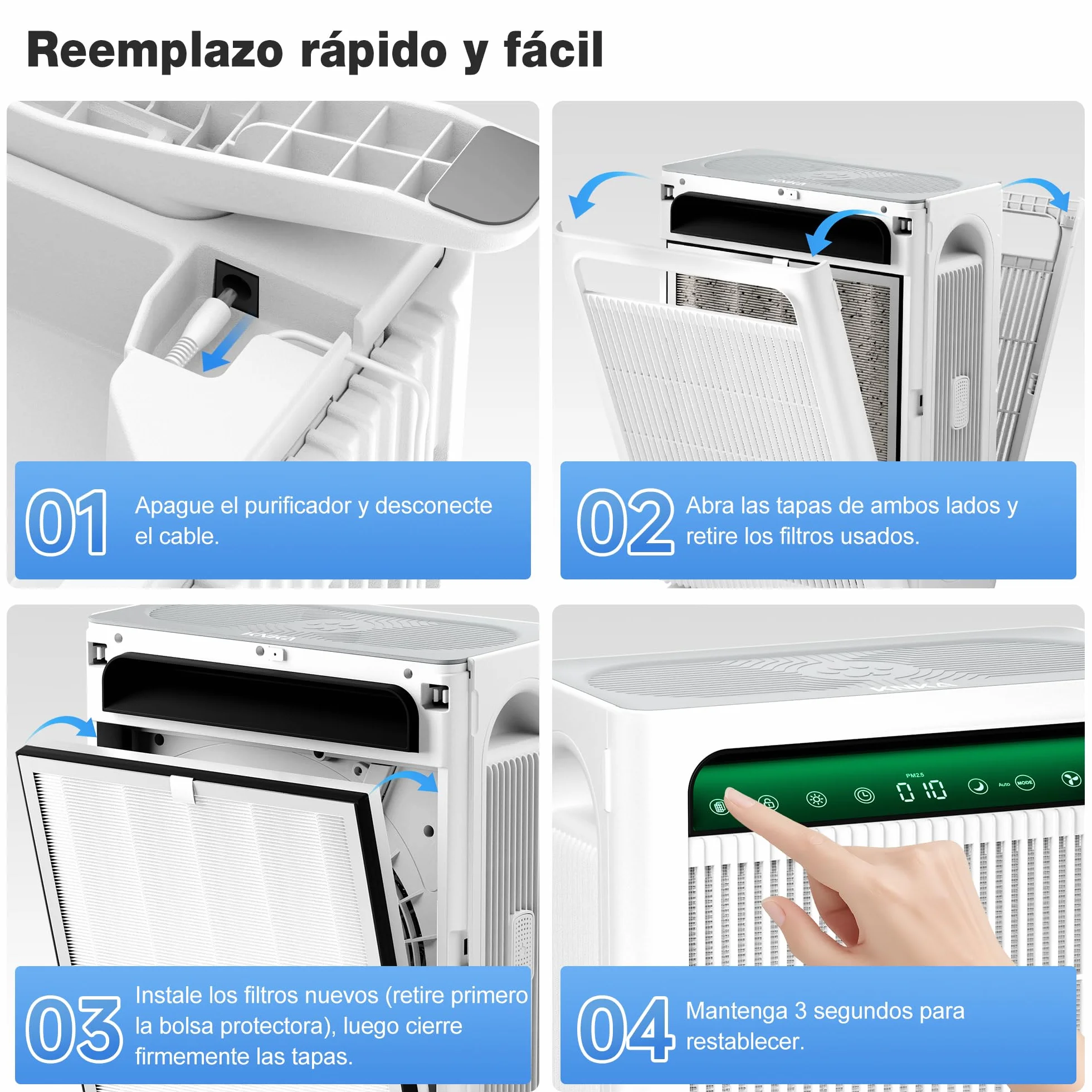 KNKA Filtro de Repuesto HEPA Carbón Activado para Purificador APH4000, Pack de 2, Elimina 99,97% Polvo Polen Alérgenos