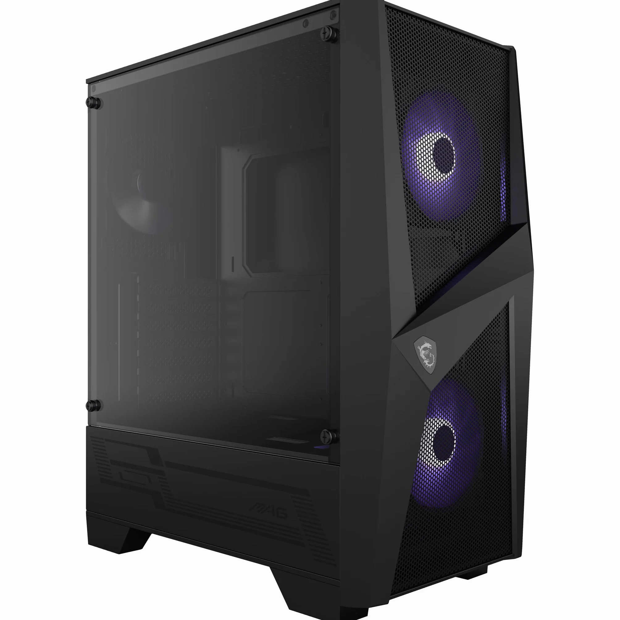 MSI mag Forge 100M Mid-Tower - Caja de PC Gaming, 2 x 120 mm RGB + 1 x 120 mm Ventiladores Incluidos, Panel Cristal Templado, ATX, mATX, Mini-ITX, Negro