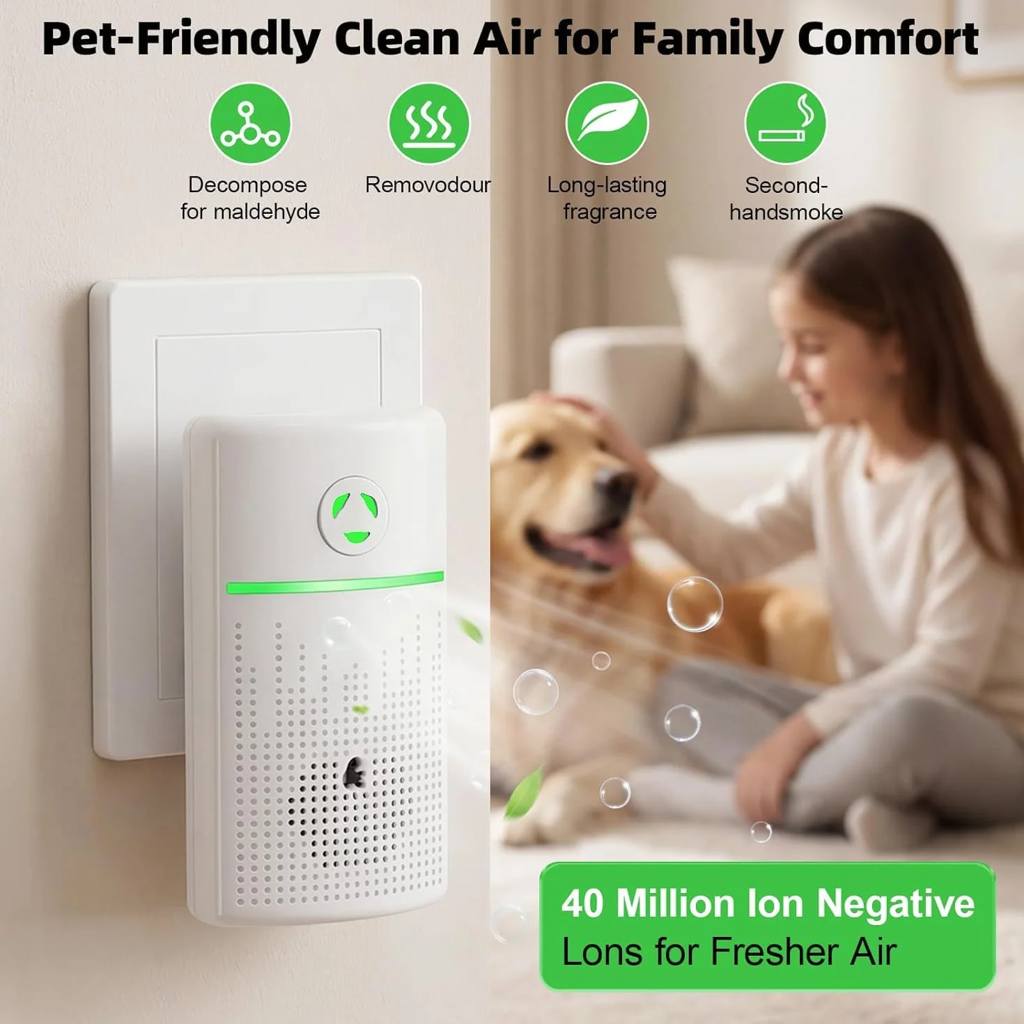 Purificador de aire ionizador mini para hogar, dormitorio, oficina y cocina