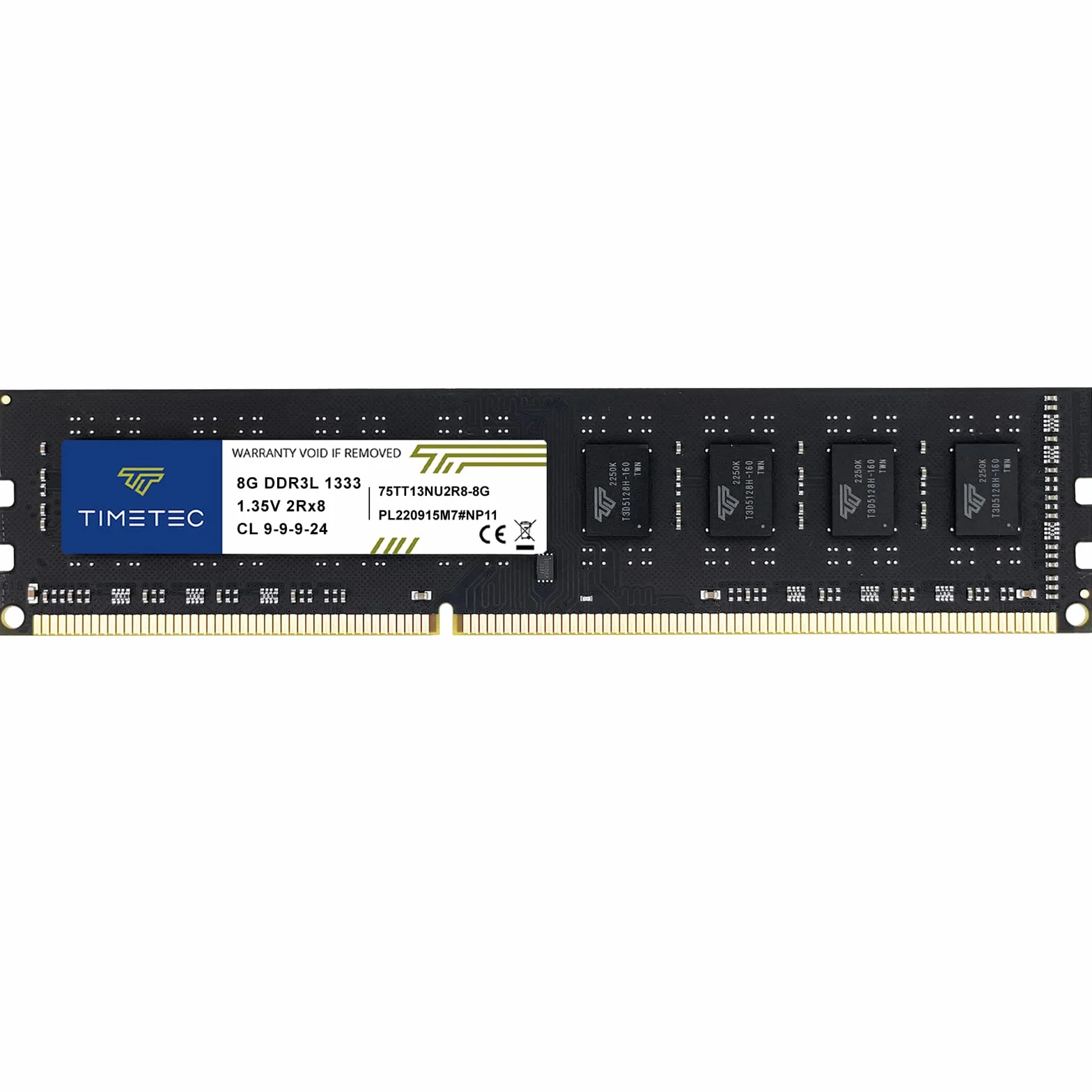 Timetec 8GB DDR3 / DDR3L 1333MHz PC3-10600 Non-ECC Unbuffered 1.5V / 1.35V CL9 2Rx8 Dual Rank 240 Pin UDIMM Memoria RAM Módulo para Actualizacion para PC Computadora de Escritorio