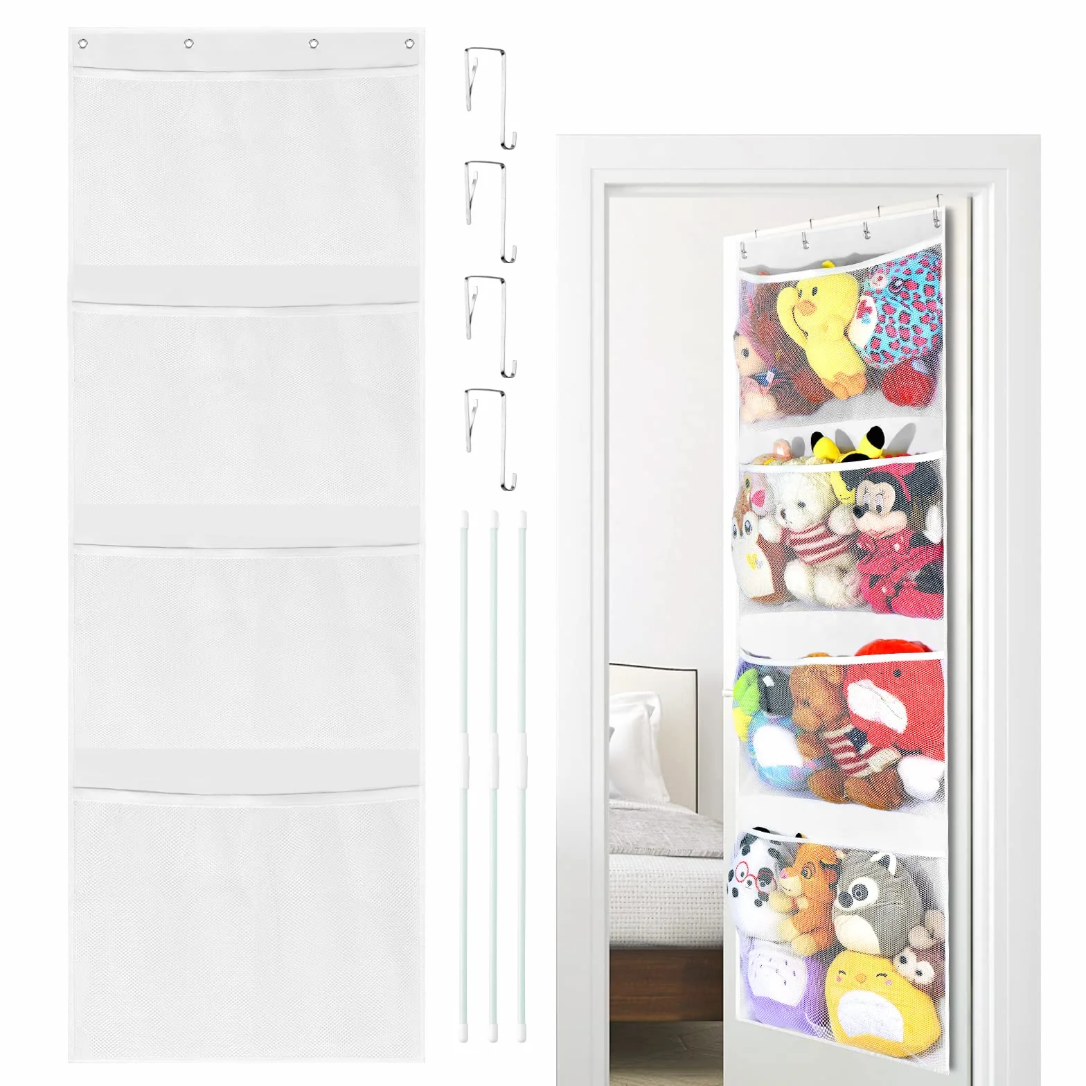 Organizador Colgante Sobre La Puerta Almacenamiento Red Hamaca Para Animales De Peluche Dormitorio Cuarto Niños