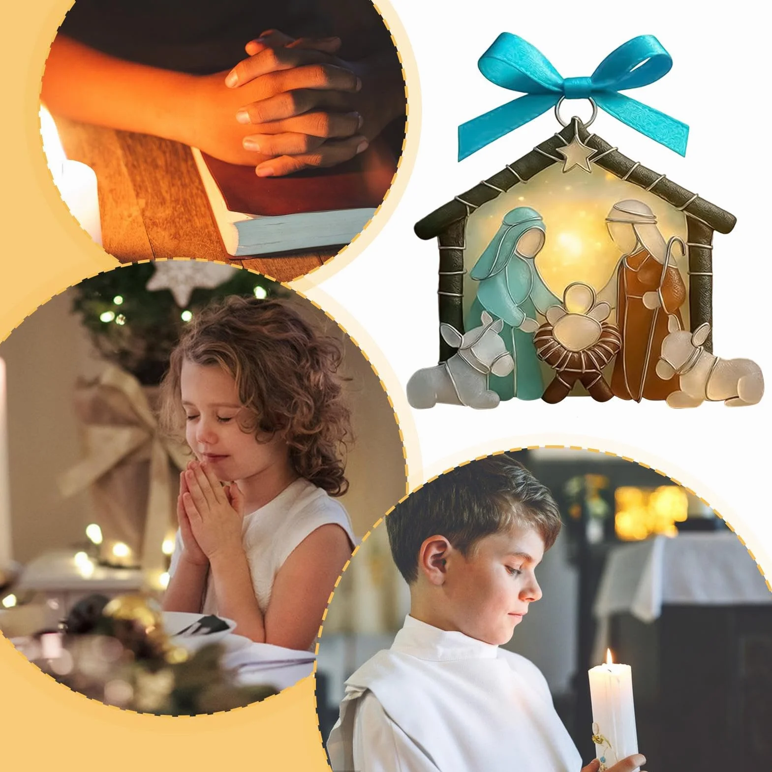Colgante Belén Acrílico Decorativo 2D Plano Mesa Navidad Árbol