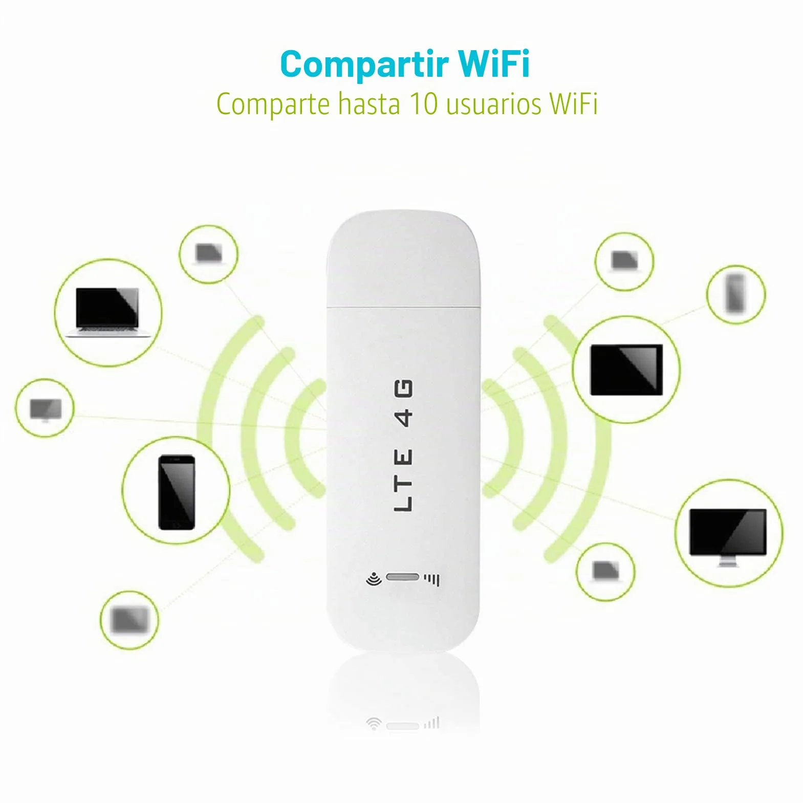 USB LTE Surfstick Adaptador, 4G LTE WLAN Módem Stick USB Adaptador de Red Inalámbrica Hotspot Wi-Fi de Viaje de Bajo Costo con FDD B1 / B3 Tarjetas SIM Compatibles 100 Mbp