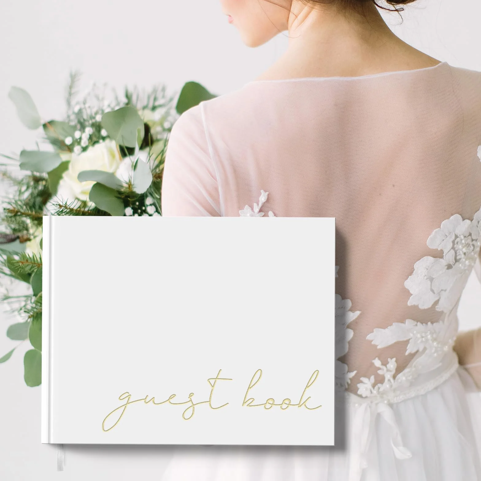 Libro de invitados de boda con calcomanías transparentes, lino, 100 páginas, firmar despedidas de soltera