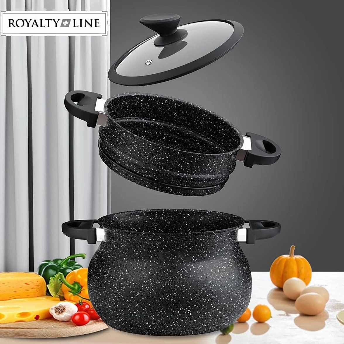 Royalty Line Cuscusera de Alta Gama 9 l 24 cm Negro