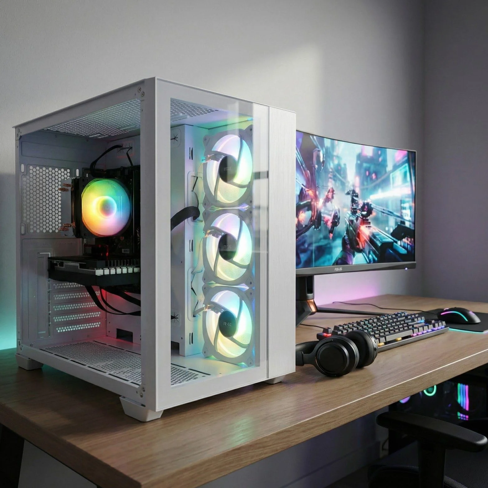 STGsivir PC Gaming, Ordenador de Sobremesa Gaming, GeForce RTX 3050 6GB GDDR6, Ryzen 5 5500 hasta 4.2 GHz,16GB DDR4,1TB SSD,WiFi 6,BT 5.0,Ventilateur RGB x3,Windows 11 Pro