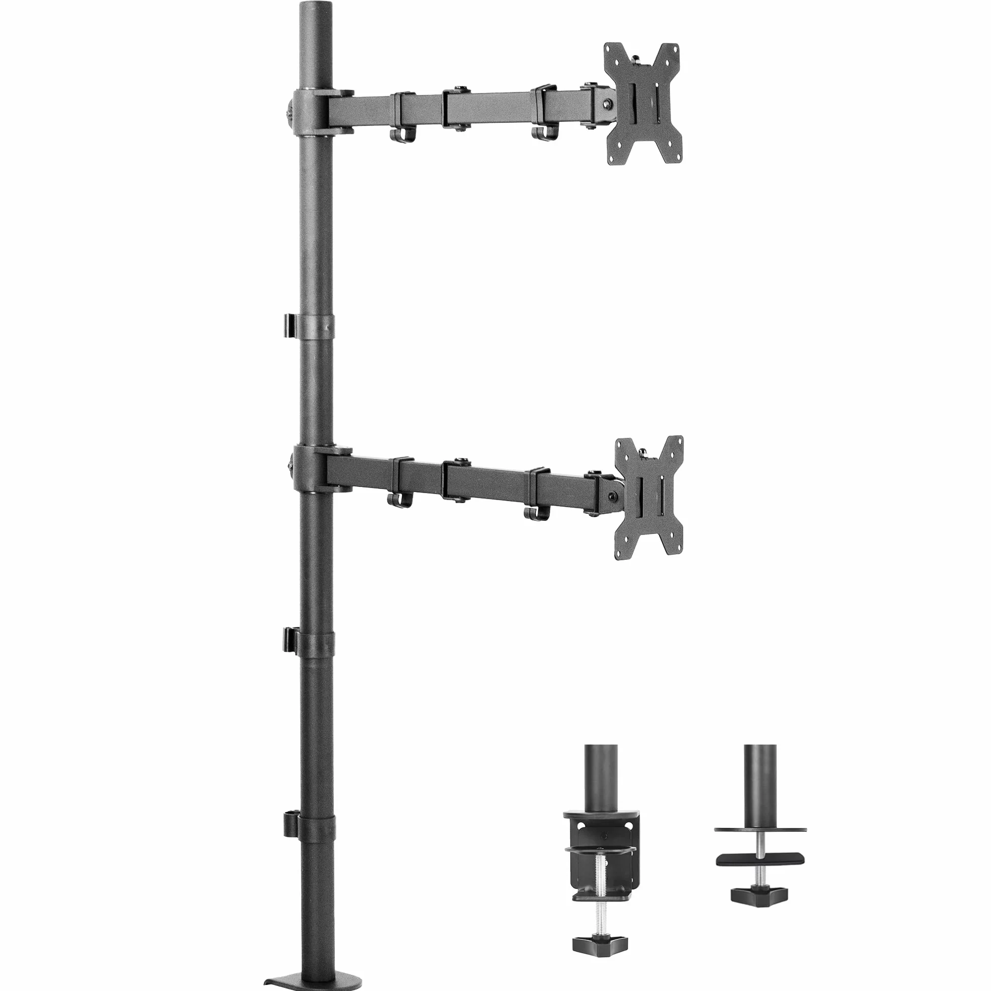 VIVO STAND-V012T - Soporte de Escritorio para Monitor Doble (Altura Vertical, Barra de 99 cm, Brazos extendidos Totalmente Ajustables, se Adapta a 2 Pantallas de hasta 27 Pulgadas)