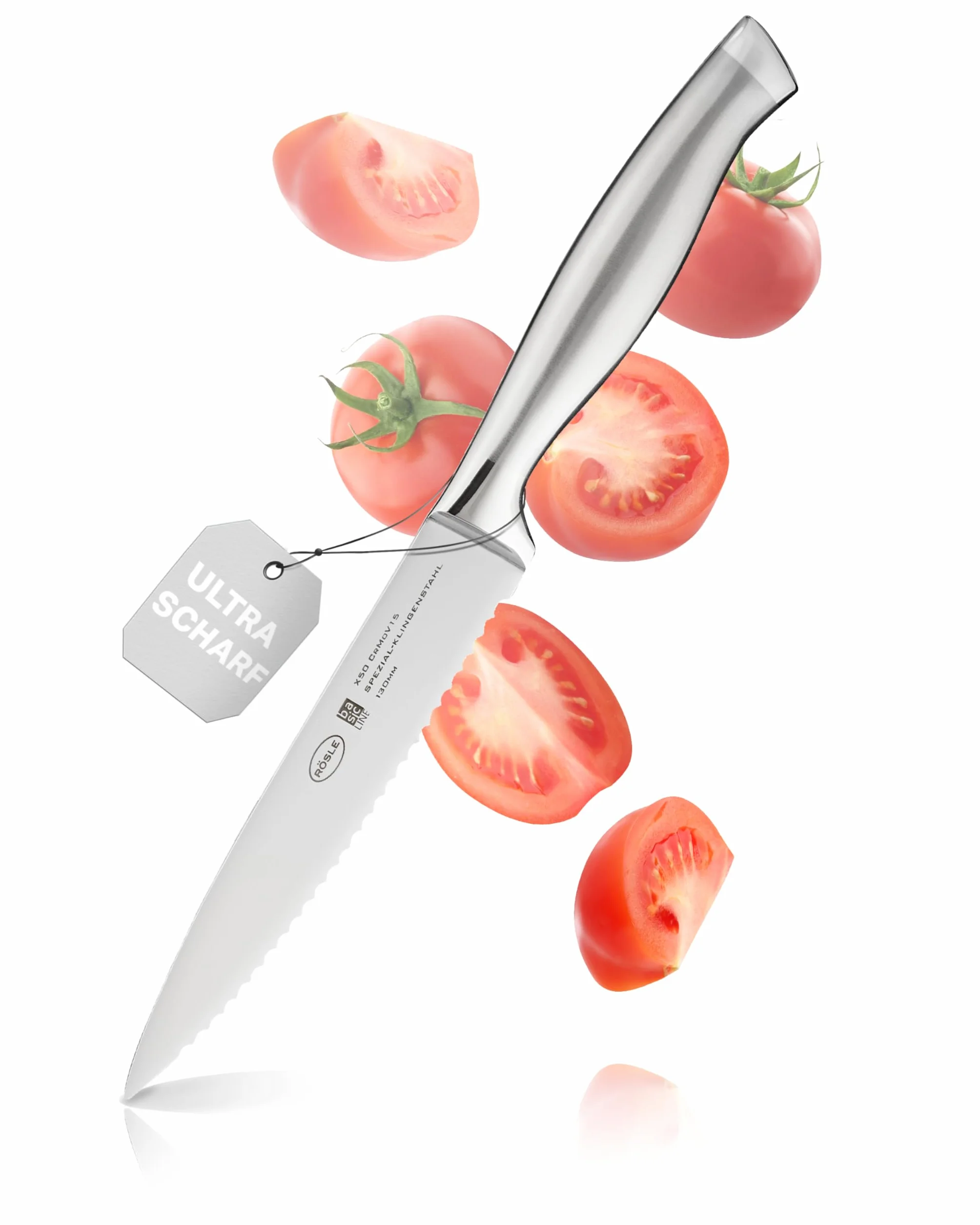 RÖSLE Basic Line Cuchillo Universal Filo Dentado, Acero Inoxidable 18/10, Mango Ergonómico