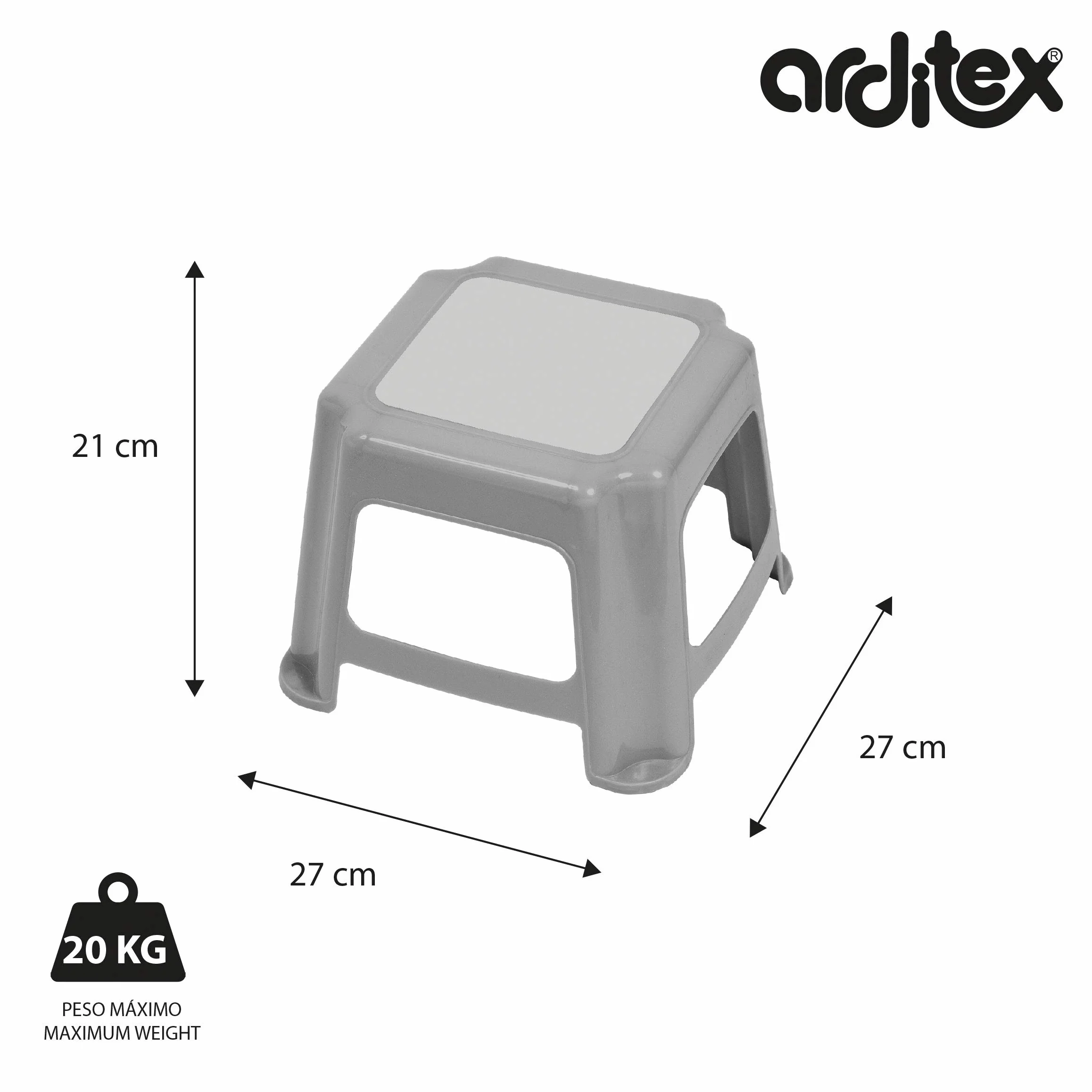 ARDITEX Taburete Bajo Infantil Apilable Dino Asiento Plástico Niños 27x27x21 cm Verde