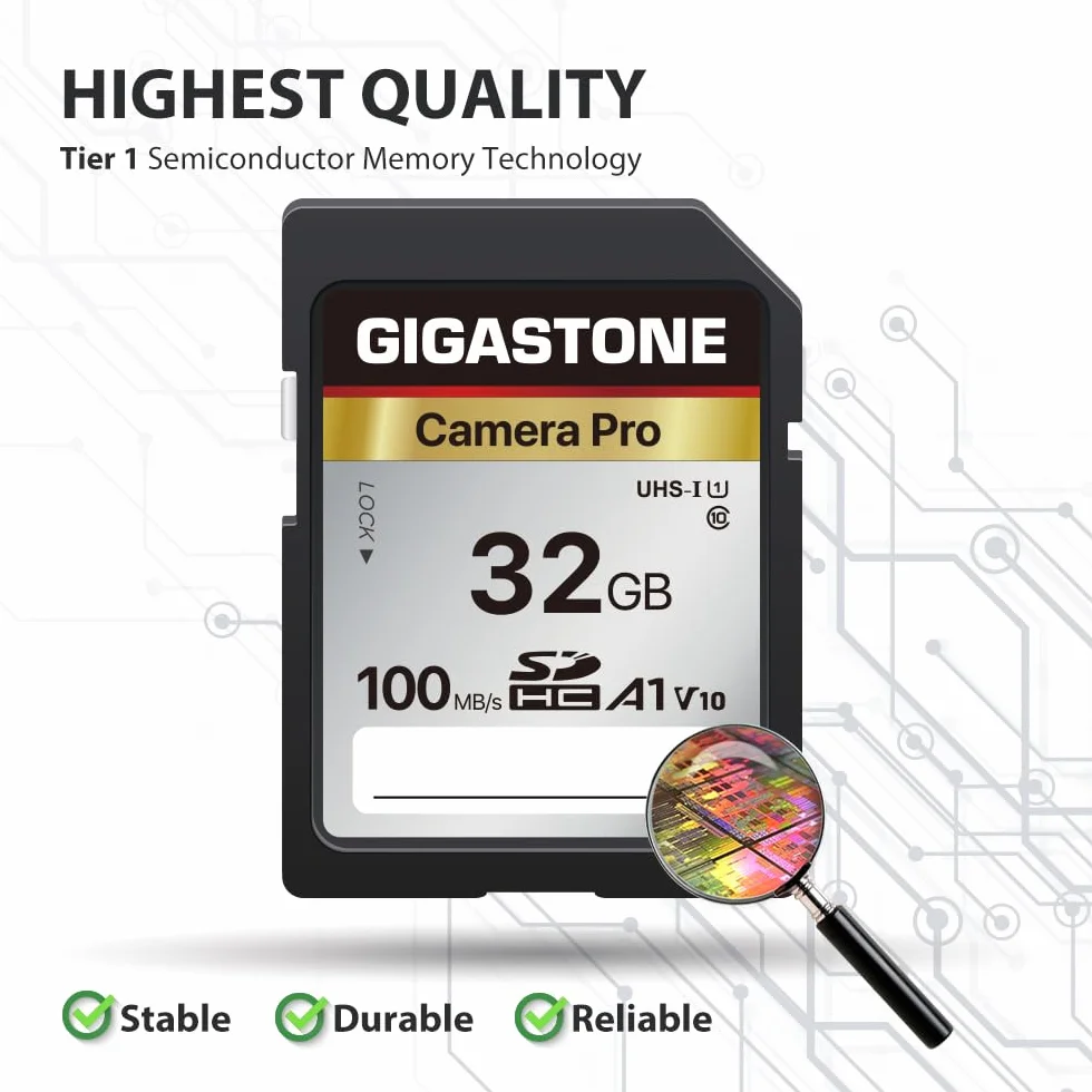 【5 Años Recuperación de Datos Gratis】 GIGASTONE 32GB SD Card 1 Minicase V10 SDHC Memory Card High Speed Full HD Video Compatible with Canon Sony Kodak Olympus Digital Camera