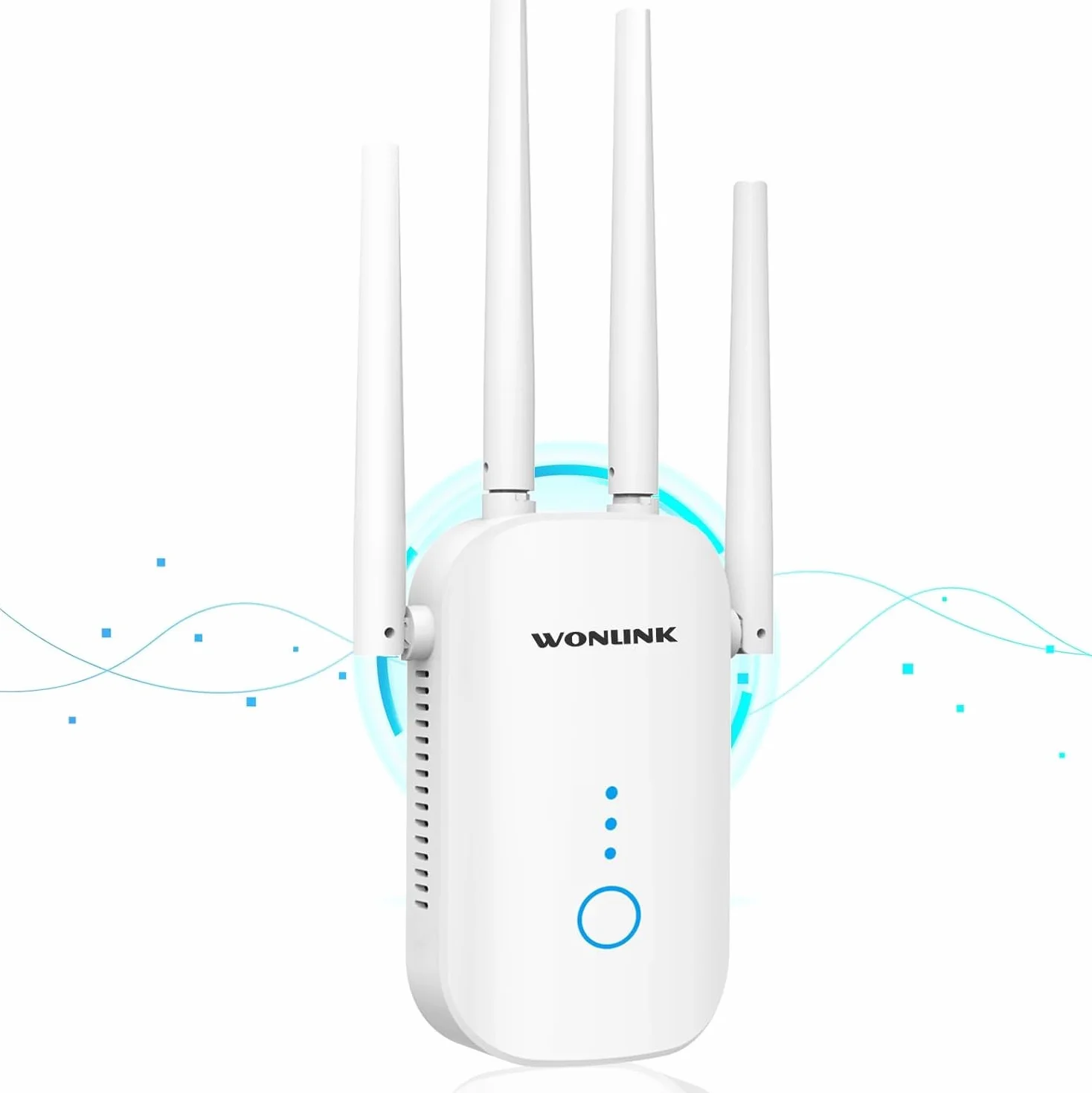 Repetidor WiFi, 1200Mbps Amplificador Señal WiFi Doble Banda 5G y 2.4GHz con Puerto Ethernet, 4 Antenas, MU-MIMO, Apoyo Repetidor/Router/Ap Modos para Hogar y la Oficina, EU Plug, Blanco
