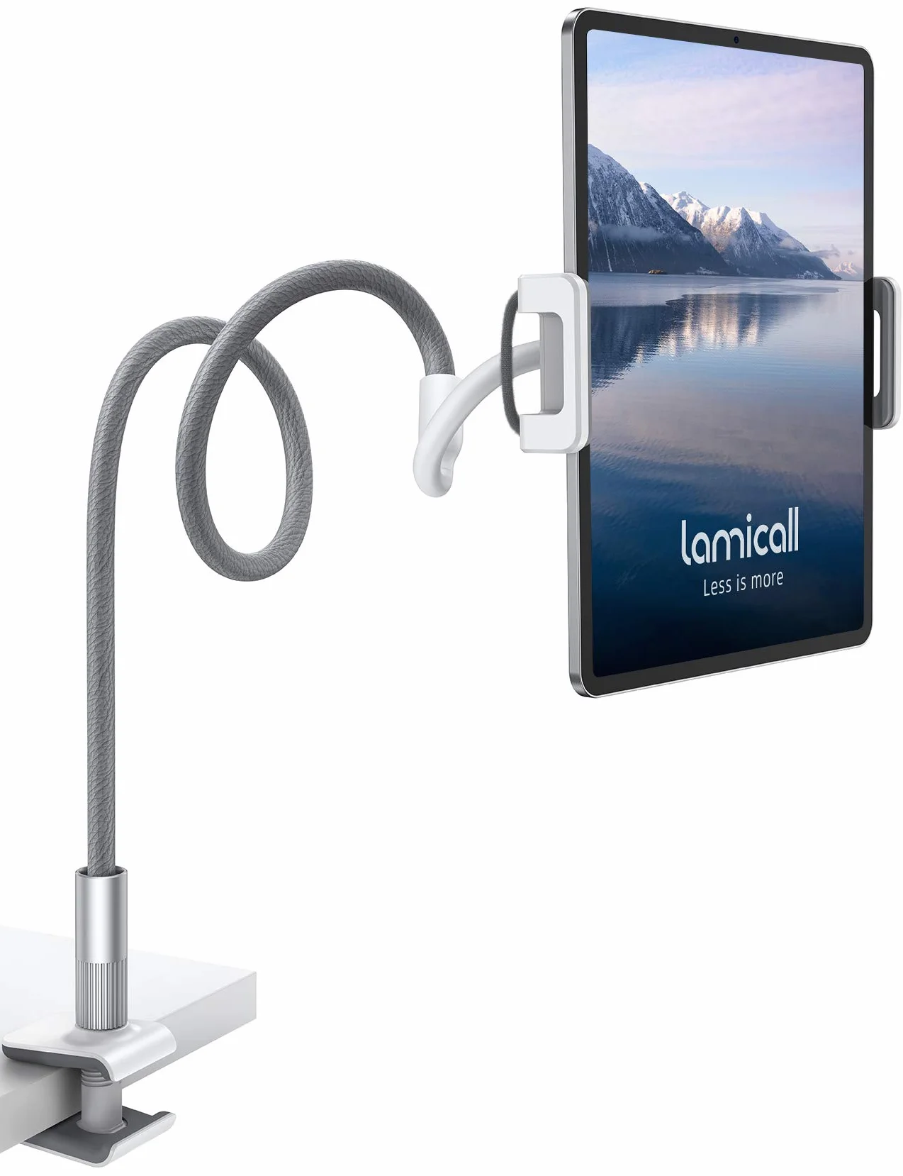 Lamicall - Soporte Ajustable con Cuello de Cisne, Soporte Universal para iPad Pro 10.5, 9.7, iPad Air Mini 2 3 4, iPhone, Switch, Samsung Tab, Otras tabletas, Color Gris