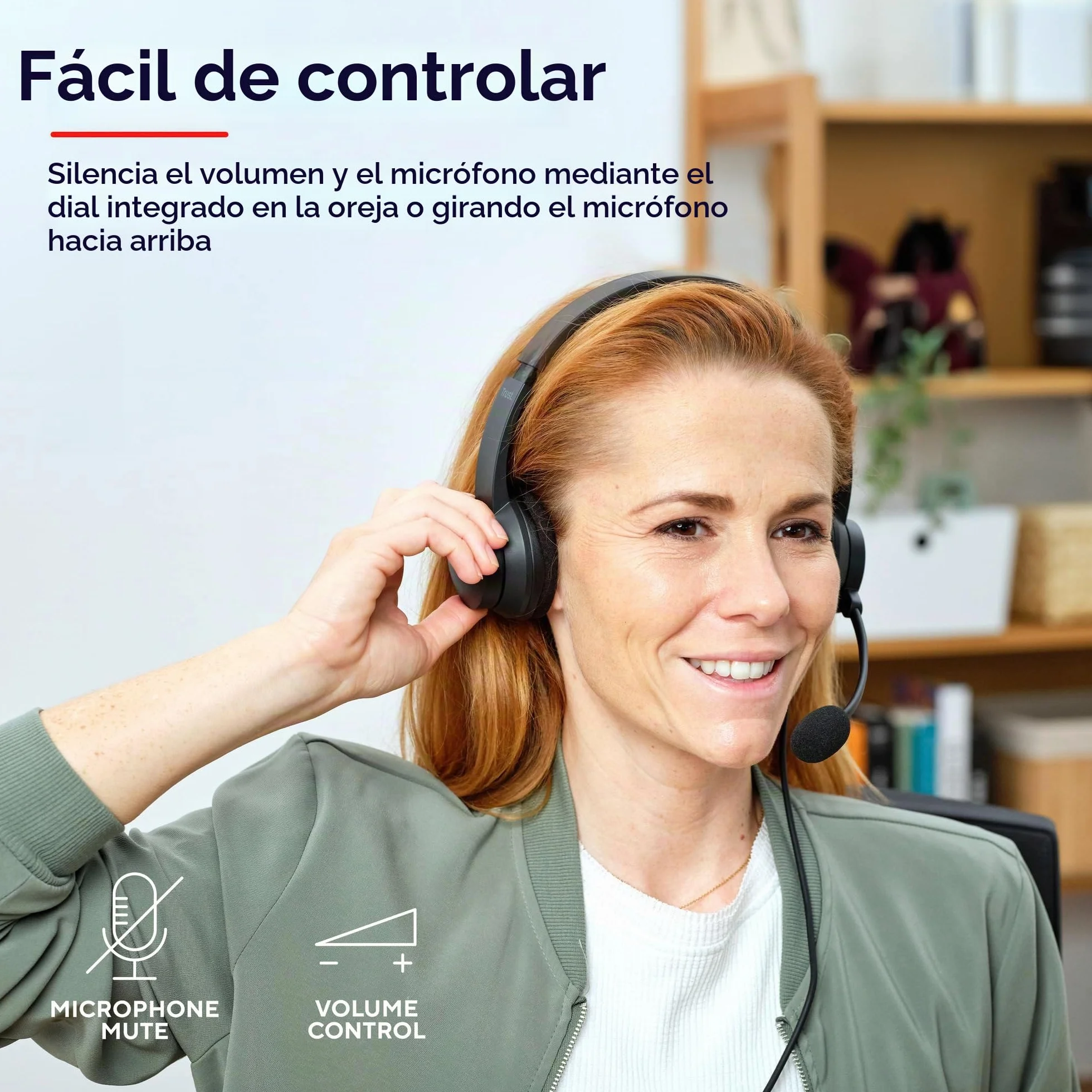Trust Ayda USB Auriculares con Micrófono PC ENC con Cancelación de Ruido, 65% Plástico Reciclado, Cable 1,8 m, Control de Volumen Supraaural, Cascos On Ear USB-C Ordenador, Portátil, Teams, Negro