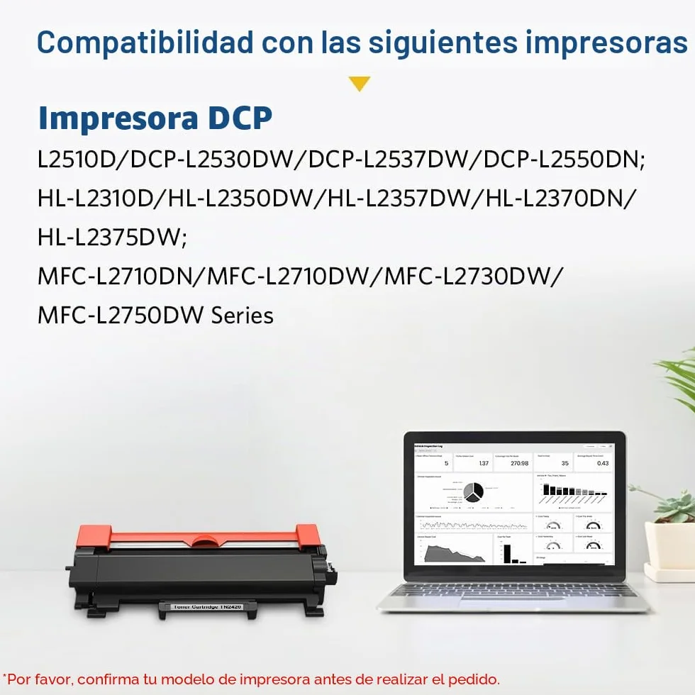 TN2420 Cartucho de Tóner Compatibles para Brother TN2420 TN-2420 para MFC L2710DW L2750DW L2710DN L2730DW DCP L2510D L2530DW L2550DN HL L2310D L2350DW (2 Negro)
