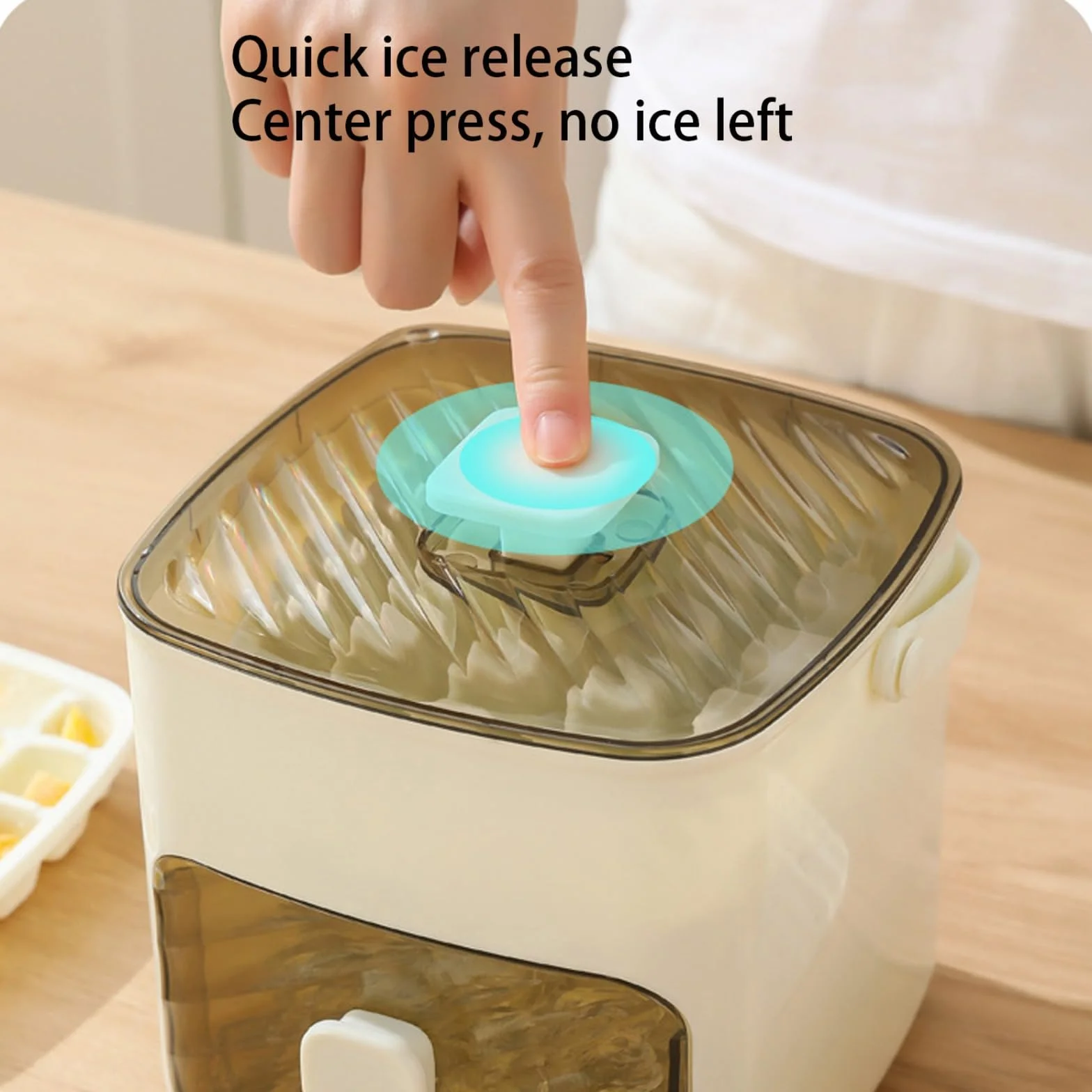 Máquina para hacer hielo, libera cubitos en un segundo, 48 bandejas, asa y pinzas