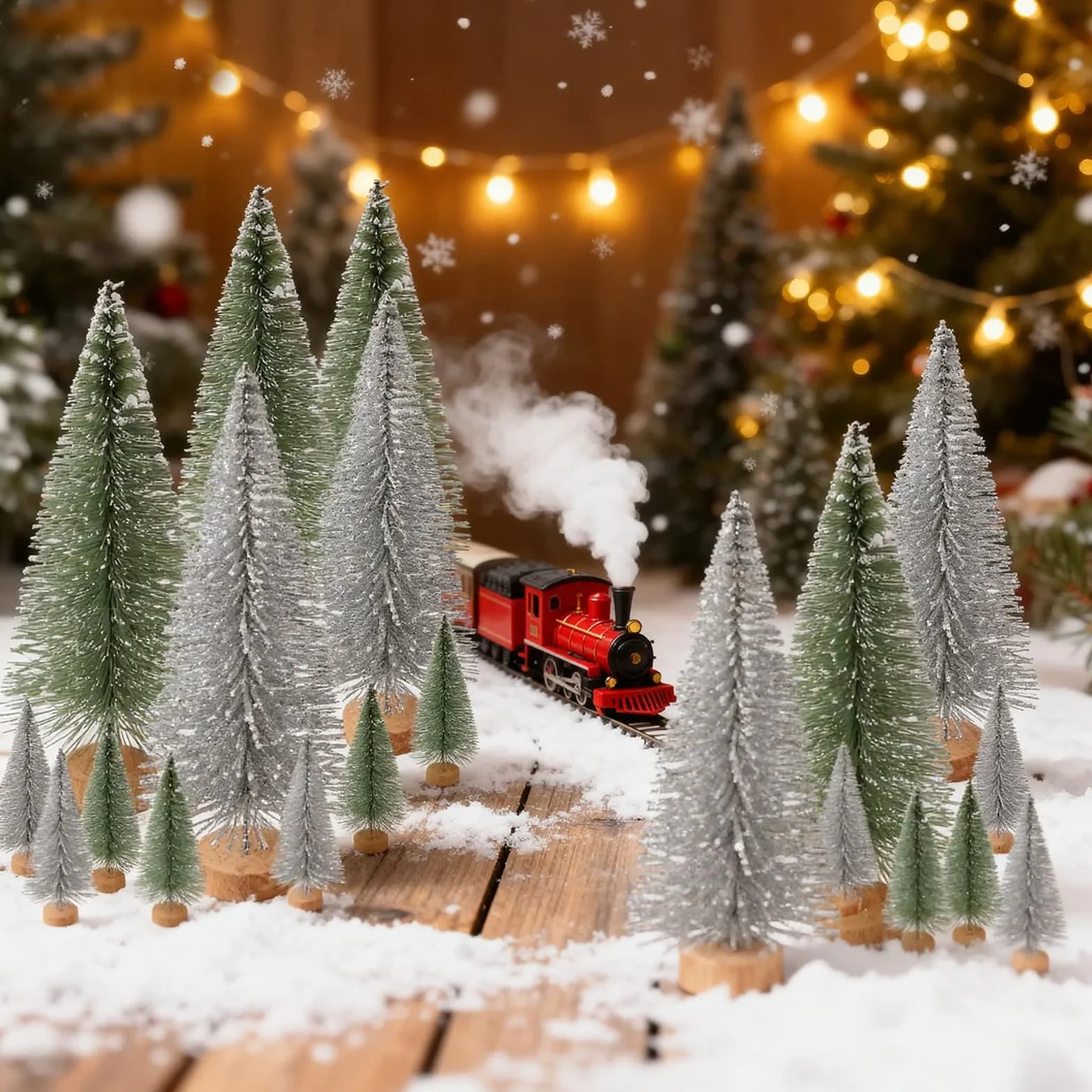 Mini Árbol de Navidad Abeto Decoración Navideña 20 Piezas para Ventana Tienda DIY