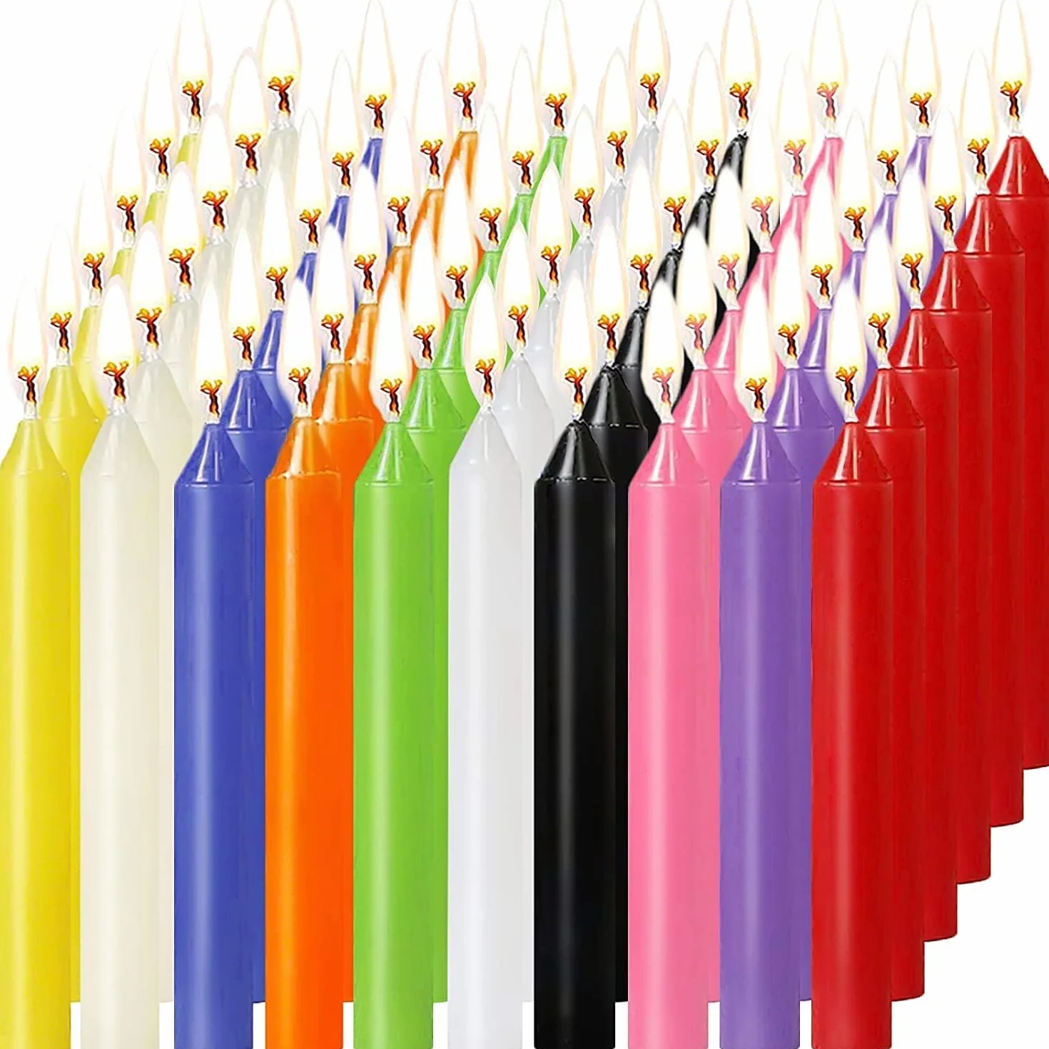 Velas de Colores 60 Pequeñas Velas sin Goteo para Chimes, Magia, Rituales, Decorativas (10 Colores, 4 Pulgadas)