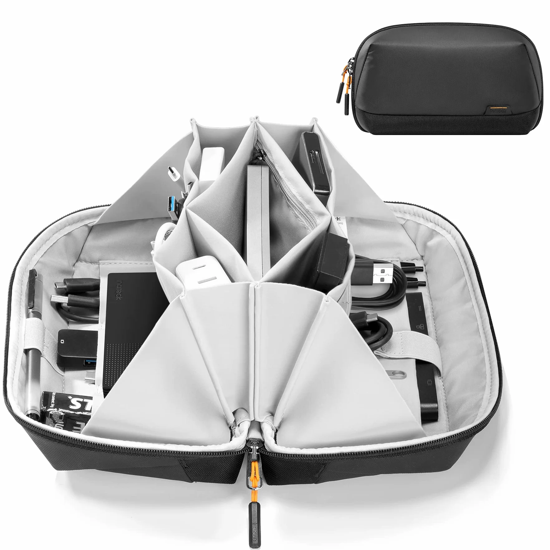 Inateck Organizador Cables Viaje, Bolsa con Asa para Accesorios Resistente a Las Salpicaduras, Bolsa Organizadora de Artilugios, Organizador de Cables USB