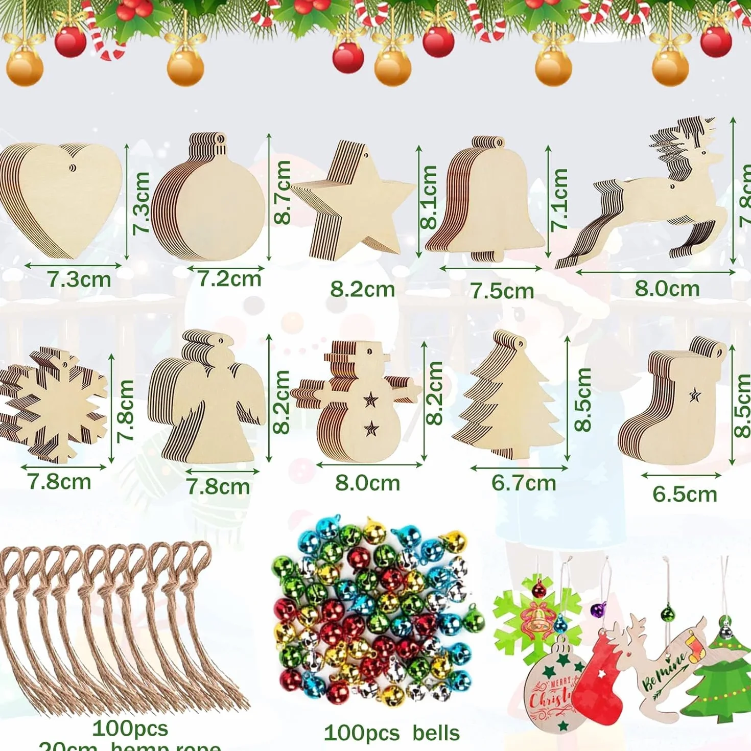Adornos para árbol de Navidad con agujero 308 piezas copo de nieve colgantes NEMMXUB