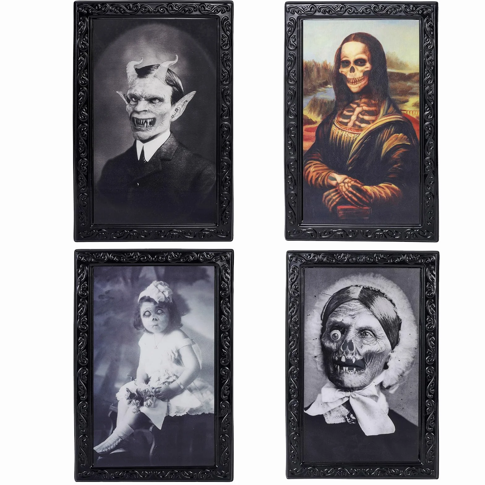 4 Piezas 3D Fantasma Fotos Marco, 3D Halloween Retrato Caras Cambiantes, Decoración de Casa Encantada, Decoración para Horror