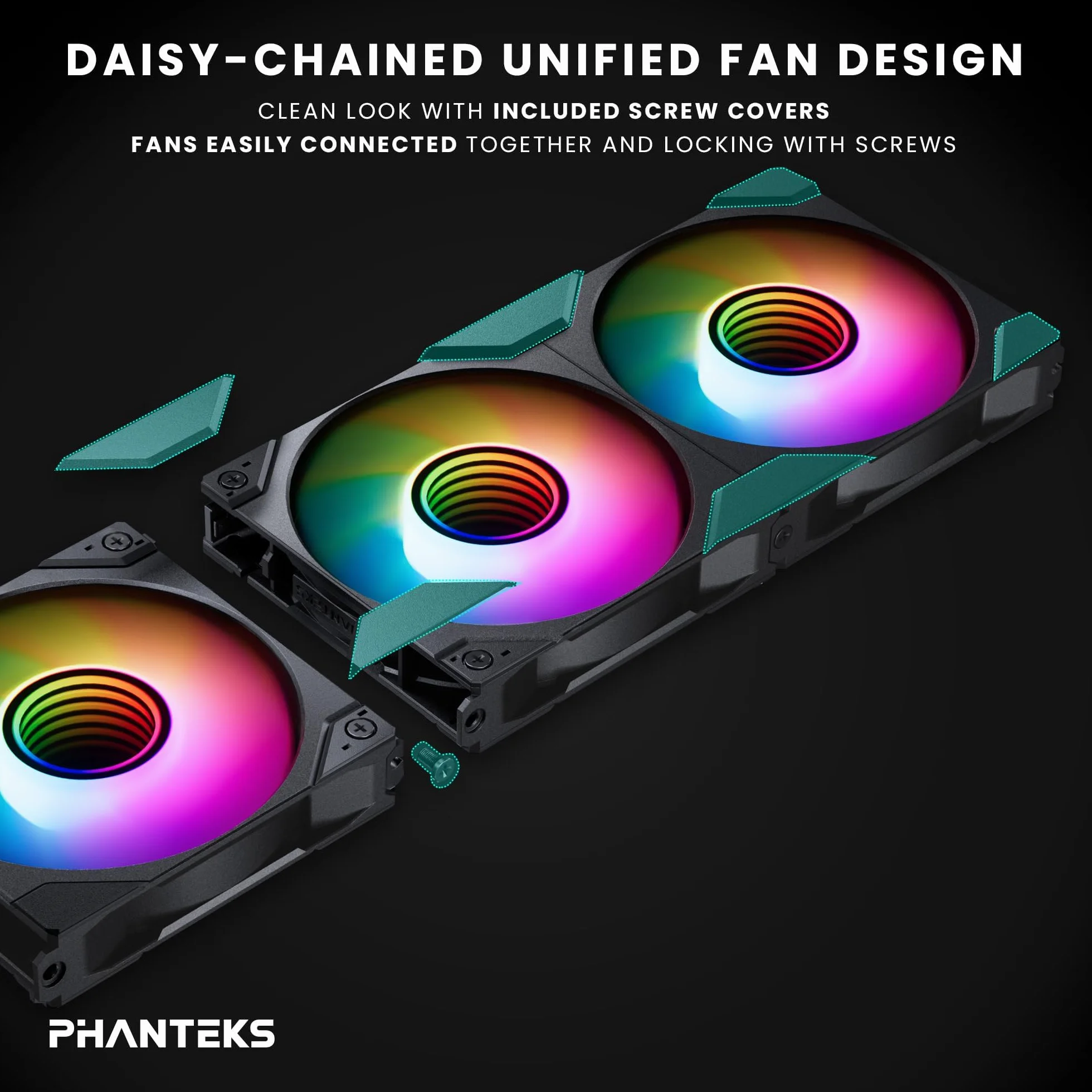 Phanteks M25-120 Gen2 PWM DRGB - Ventilador para carcasa (3 unidades), color negro
