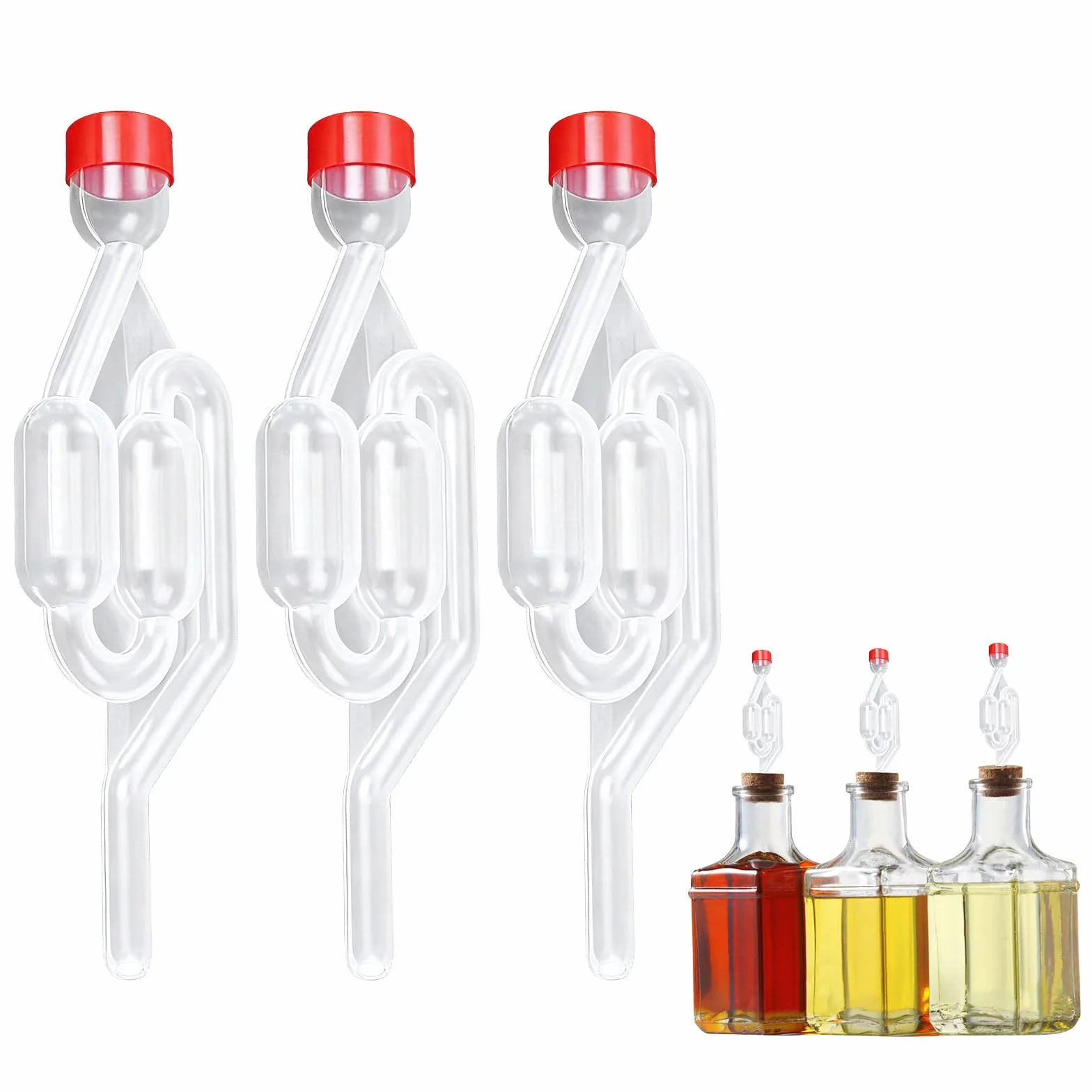 Airlock para Fermentación con Tapón de Silicona, Tubo de Fermentación Válvula de Bloqueo de Aire para Elaborar Cerveza