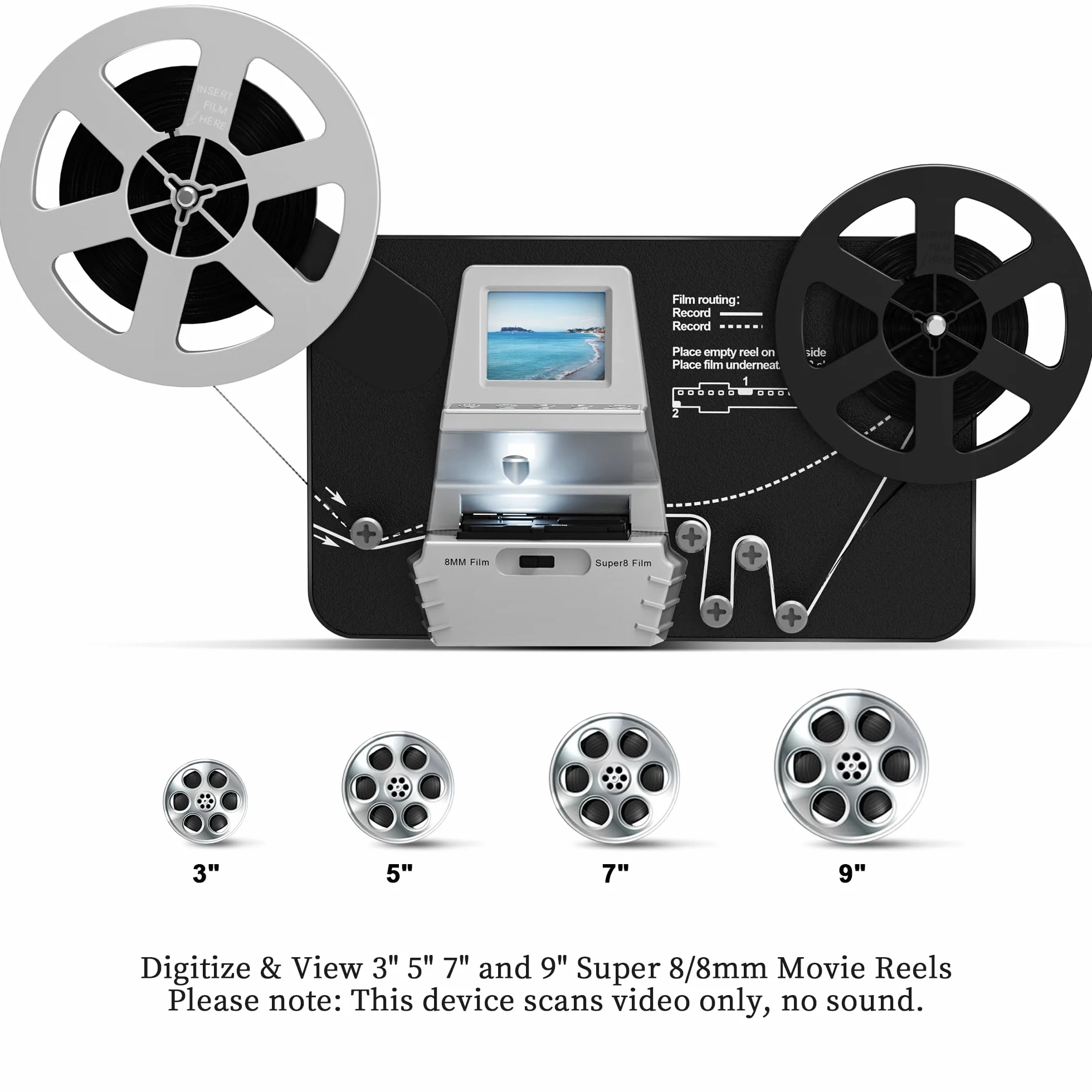 Escáner de película 8/8 mm convertidor digital 1080P 2,4" LCD 32 GB SD