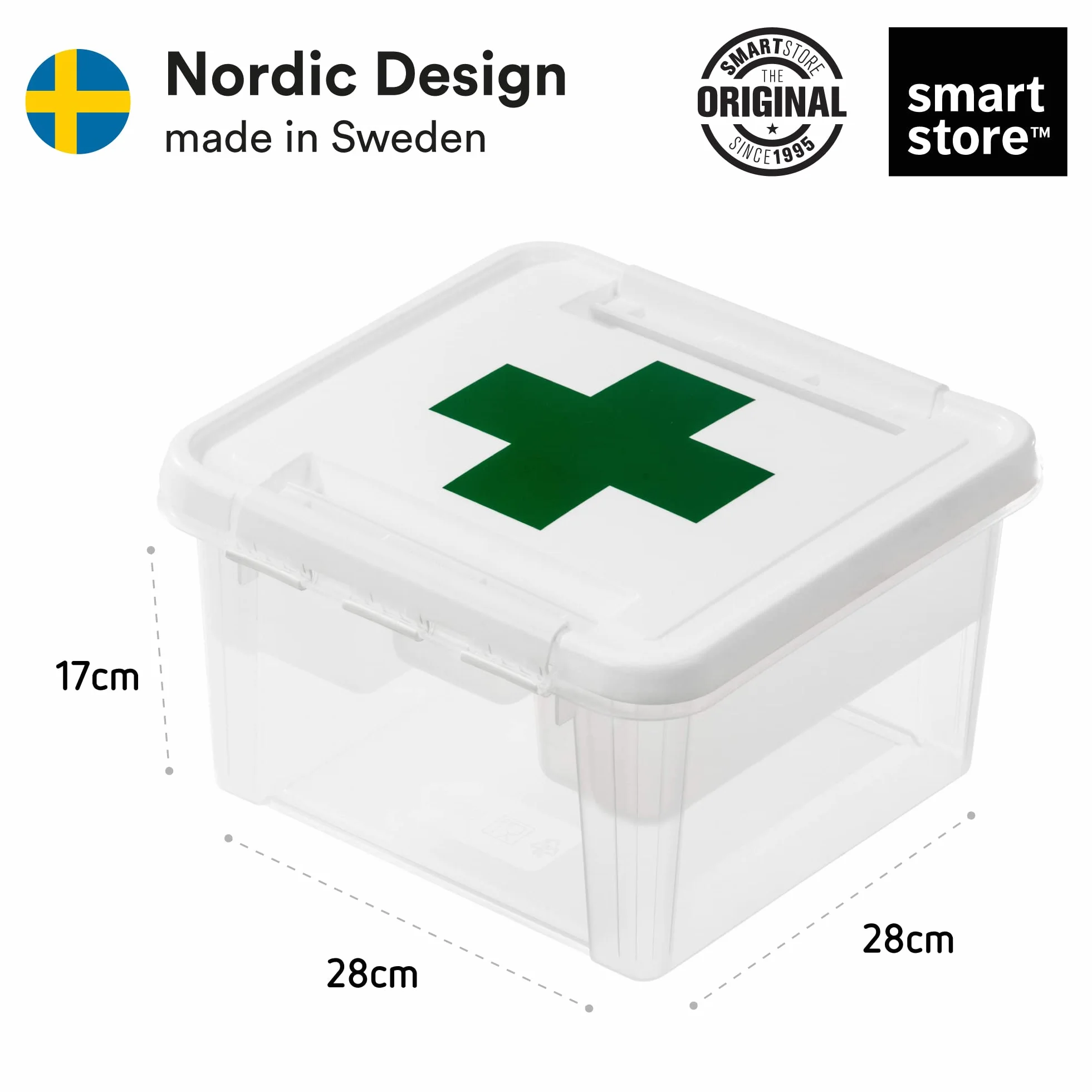 SmartStore Caja de Primeros Auxilios 8L con Inserto y Cierre Clip 28x28x17cm