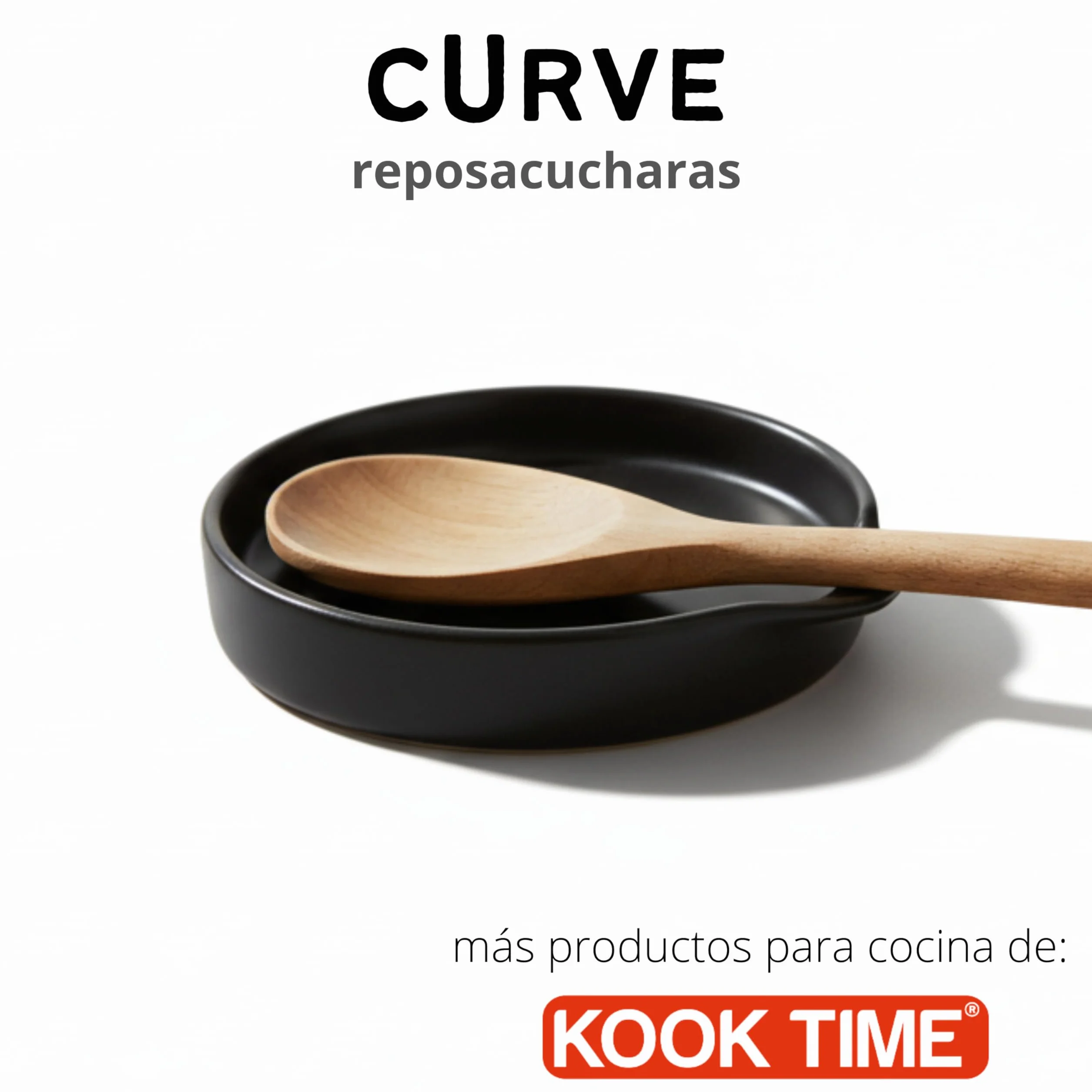 Soporte para Utensilios de Cocina CURVE, Cucharas de Cerámica, Plato Multiusos Ø 15.5 cm, Negro Mate