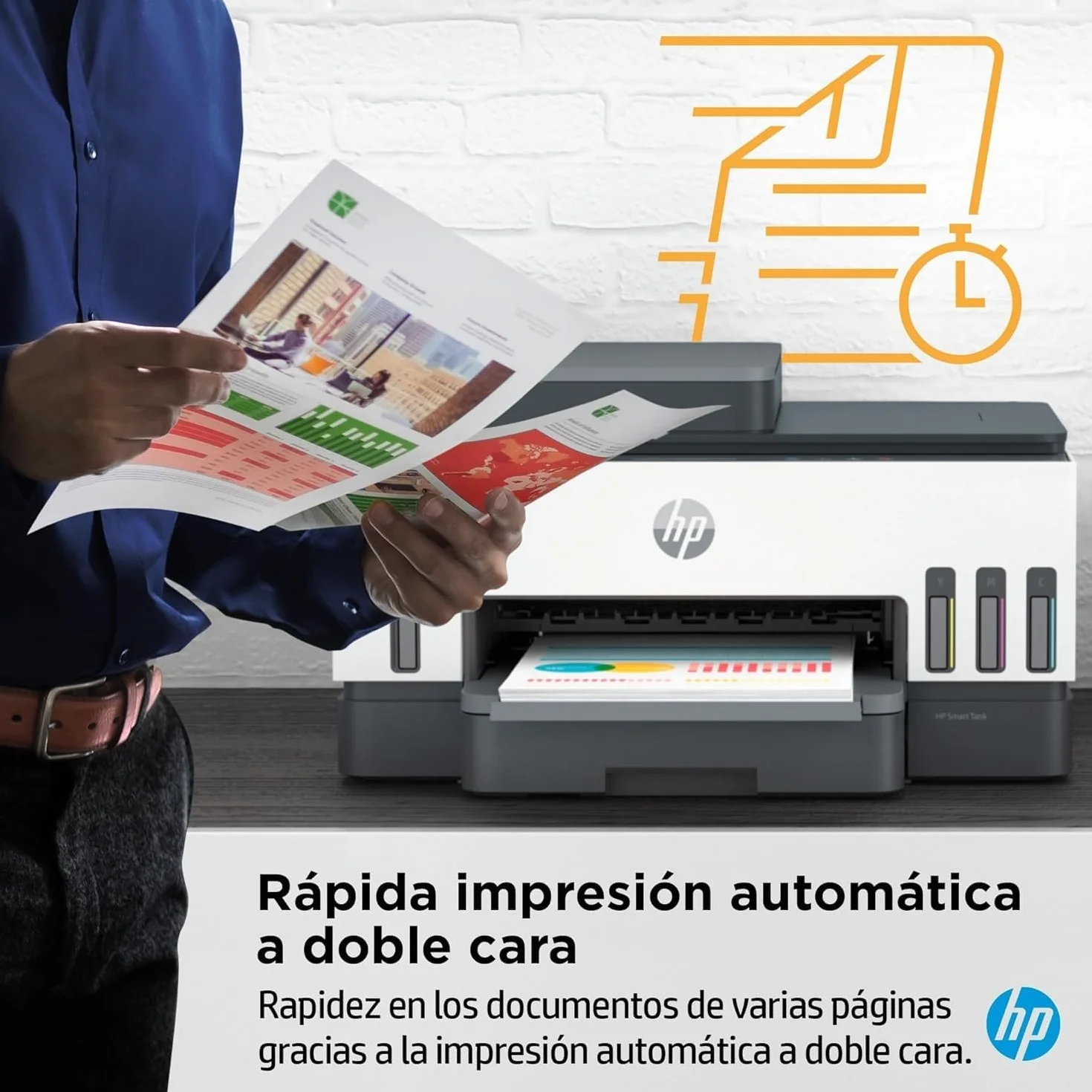 HP Smart Tank 7305 28B75A -Impresora A4 Multifunción con Deposito de Tinta Recargable, Impresión a Color, Escaner, Copiadora, Wi-Fi, Smart App, Blanca y Gris Oscuro