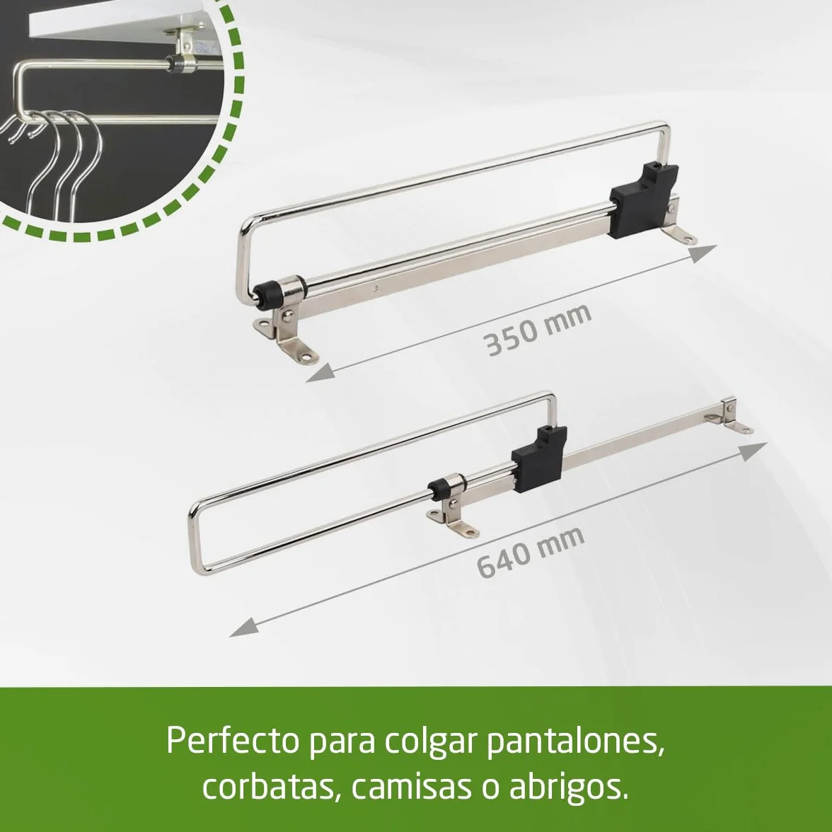 Amig Cuelgaperchas Extraíble 350 mm Acero Colgador Extensible para Ropa Armarios Plateado