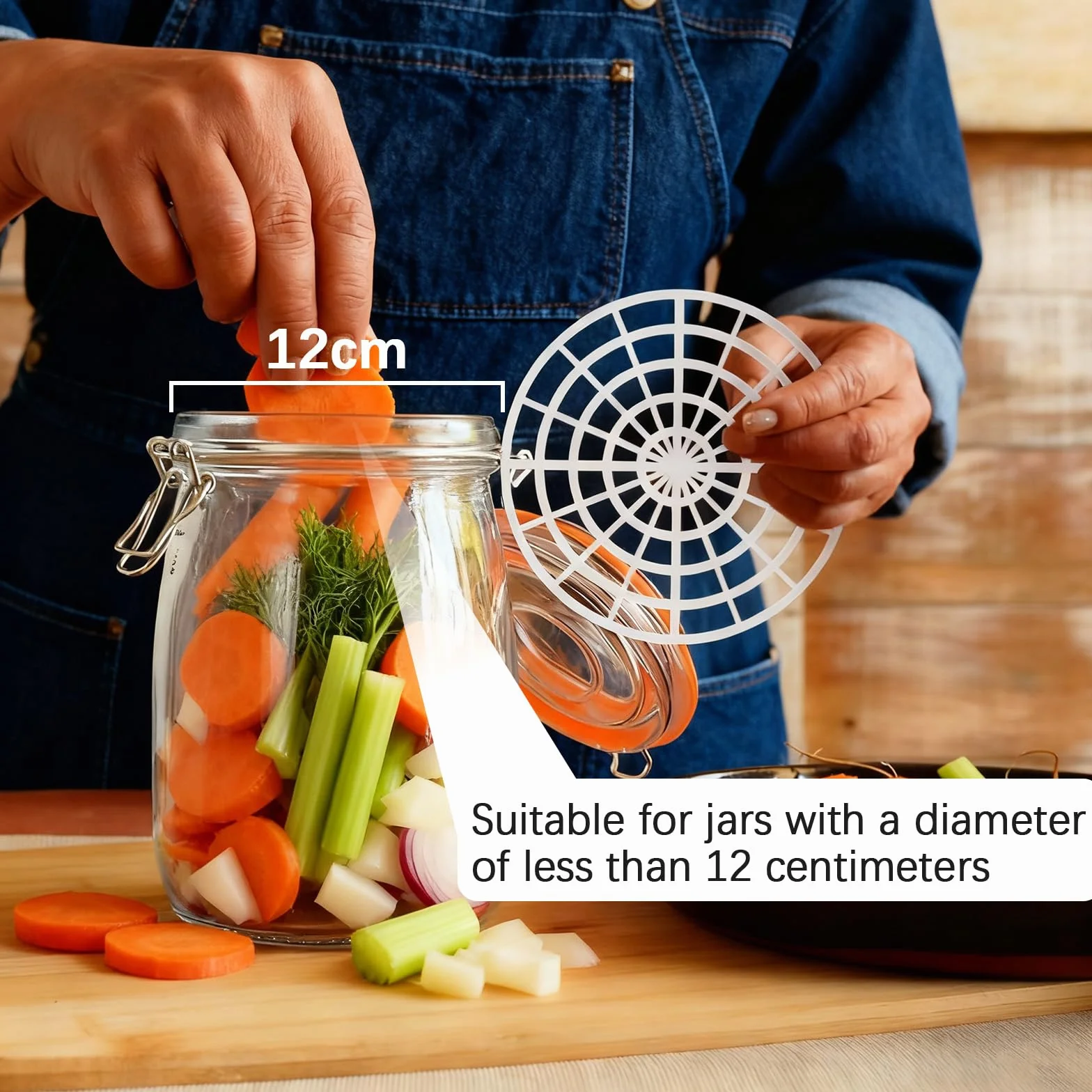 Juego de 5 rejillas de fermentación de plástico 120 mm diámetro, fermentación de verduras sin pesos