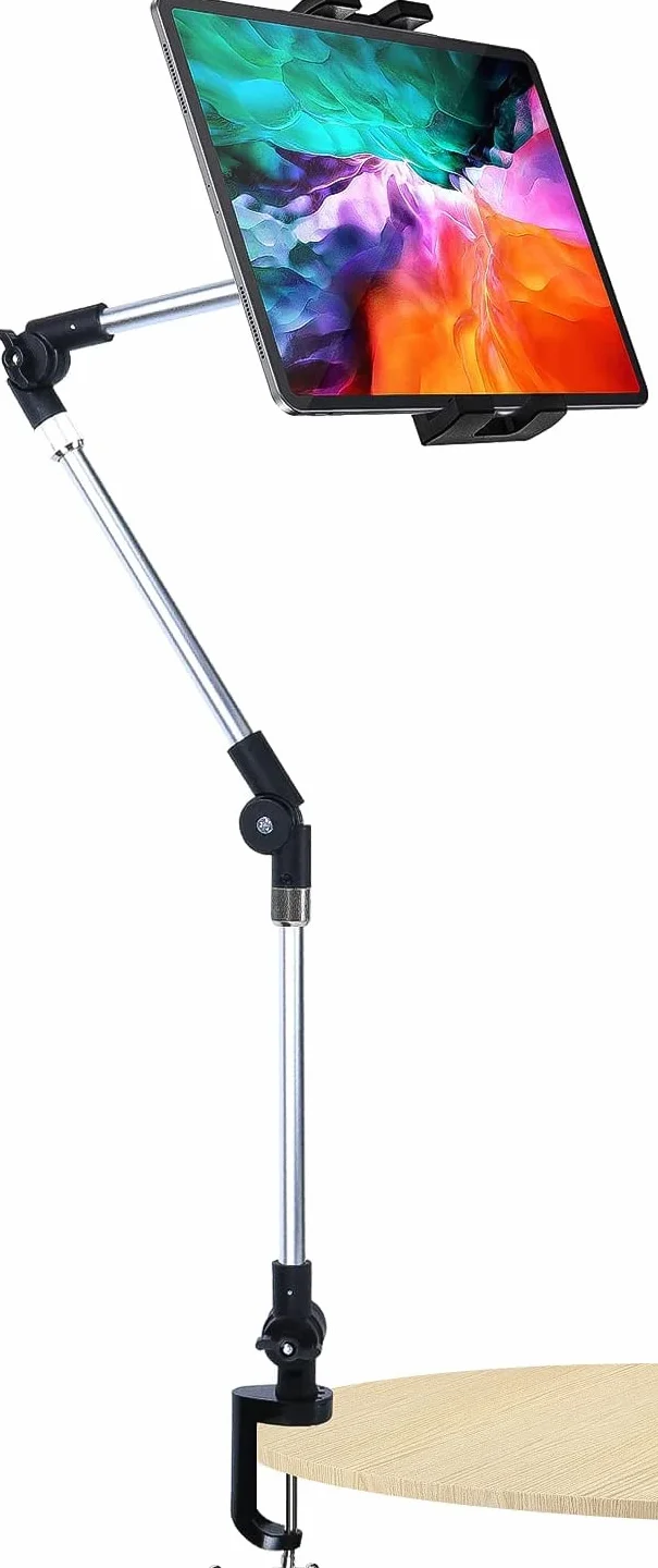 Soporte Tablet Mesa Ajustable, Soporte Tablet Brazo Articulado de Aluminio | Porta iPad Cama, Rotación 360° para iPad Pro Air Mini, Galaxy Tab, Switch, Fire, iPhone 17 Pro Max (4-13")