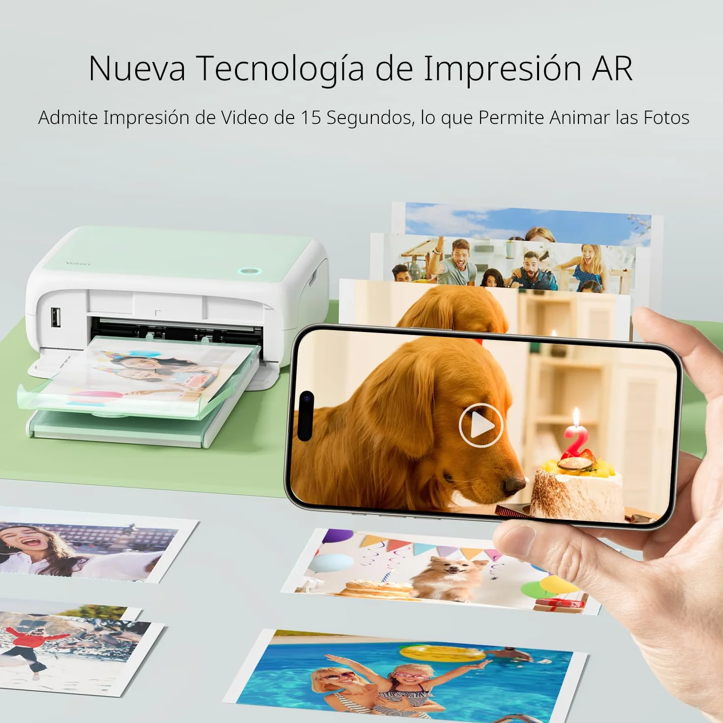 YOTON Impresora Fotos Movil, Impresora Portatil con 54 Papel de Impresión (4"x6"), Conexión Wi-Fi, Imprimir Foto de Identidad y Impresión de Vídeo AR, para iOS/Android/PC (Sistema Mac no Compatible)