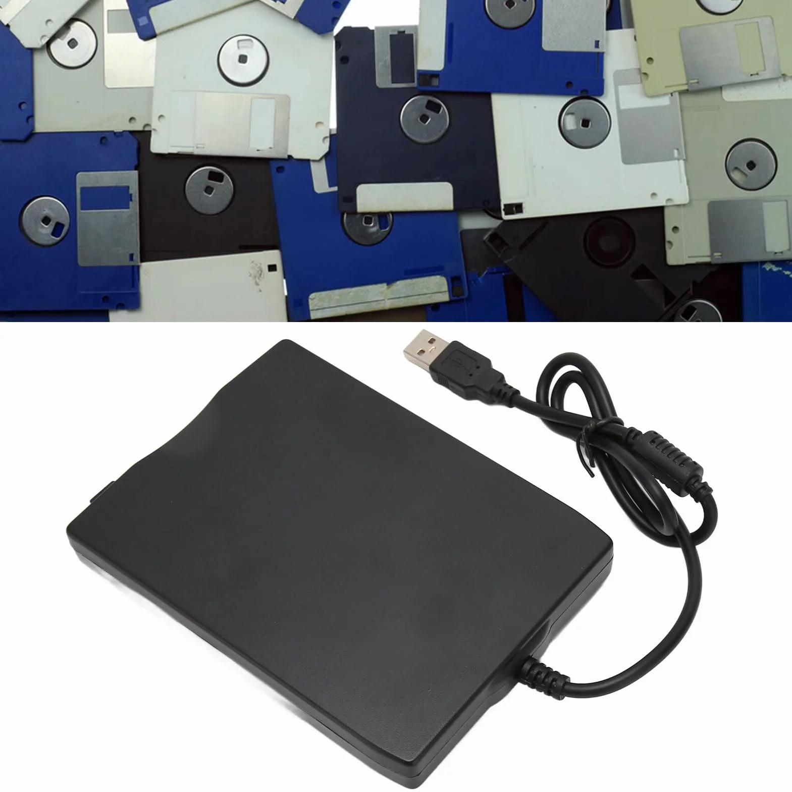 Ejoyous Lector de disquetes, unidad de disquete externa USB de 3.5 pulgadas, 1.44 MB/2 HD, compatible con XP Vista 2000/7/10