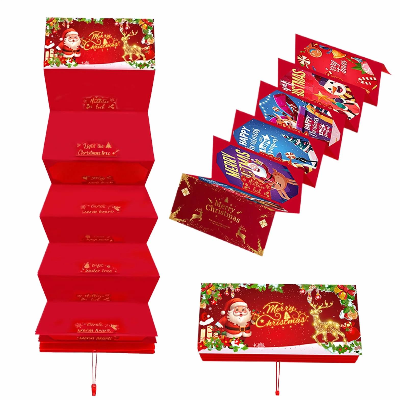 Sobres Para Regalar Dinero Navideños | Suministros para Fiestas,Sobres de Santa Claus con 10 Bolsillos - Para Esposa Marido Hijos Hija Familiares Y Amigos