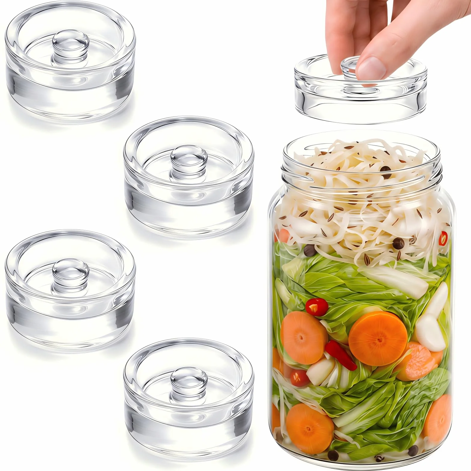 Pesos de Vidrio para Fermentadora Ø 7 cm, Pesos de Fermentación con Mango, 4 Piezas