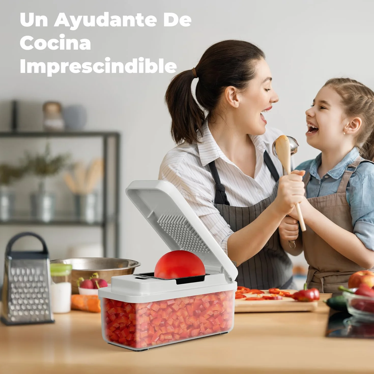 Cortador de Verdura 2 en 1, Picador de Verduras con 2 Cuchillas Intercambiables, Mandolina de Cocina Profesional