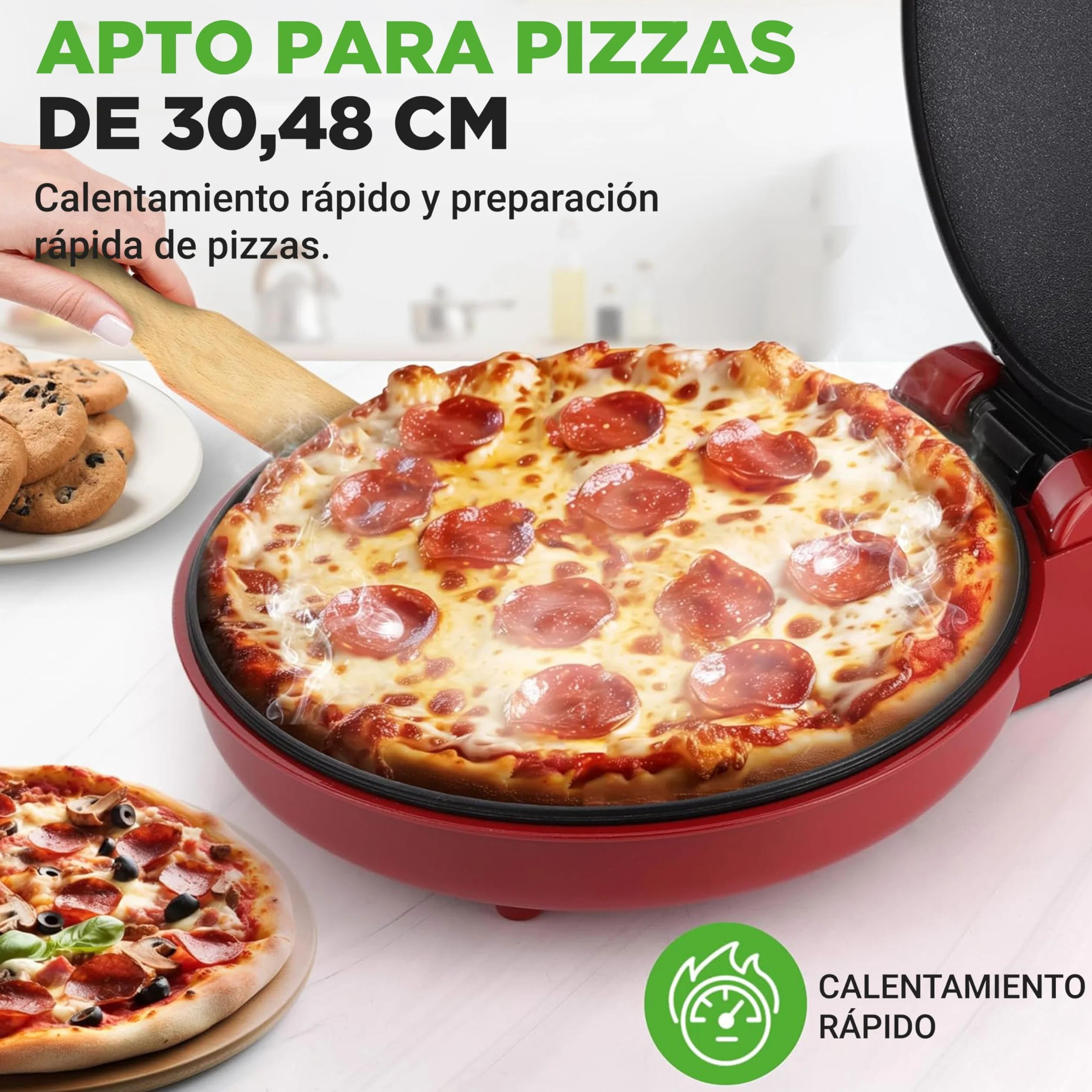 Nutrichef Horno para Pizza Eléctrico 30 cm 1500W Antiadherente