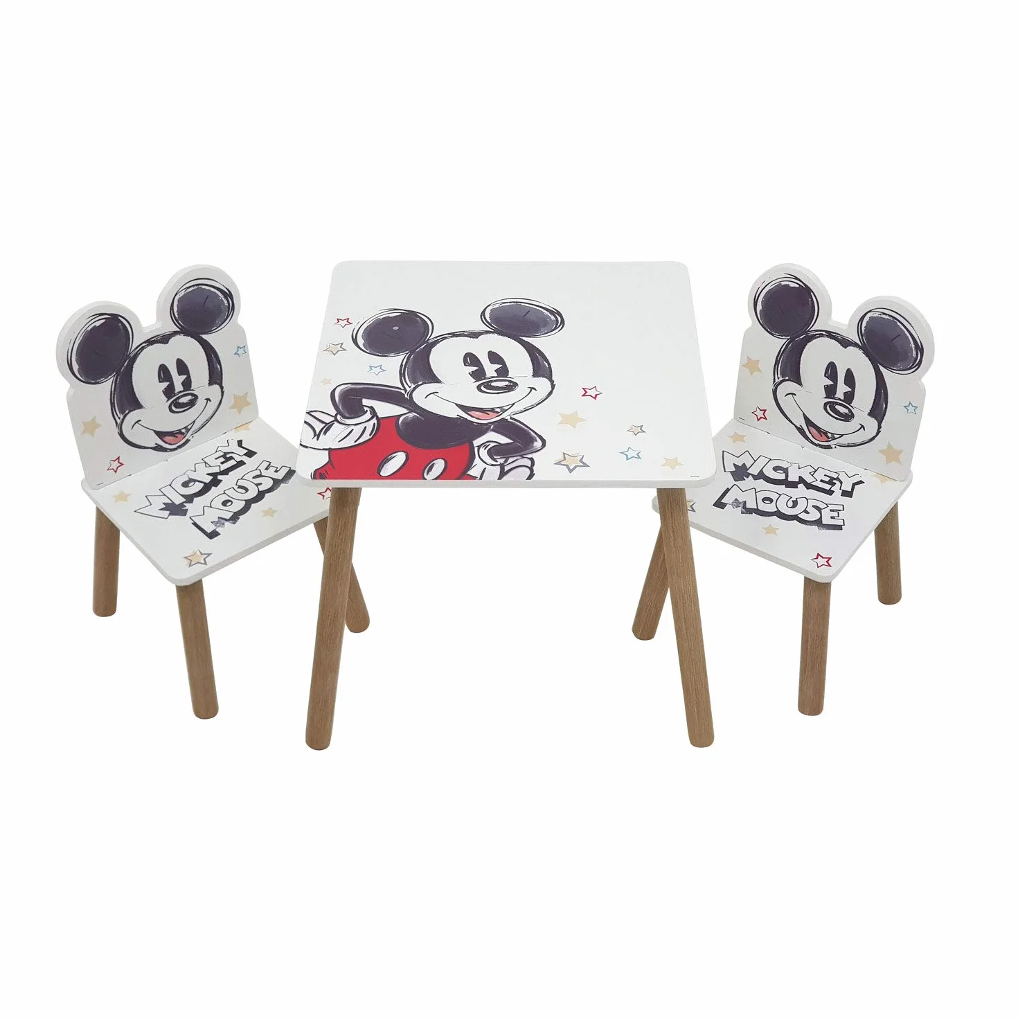 ARDITEX Set de Mesa y 2 Sillas Infantiles de Madera Mickey Mouse 50x50x44 cm