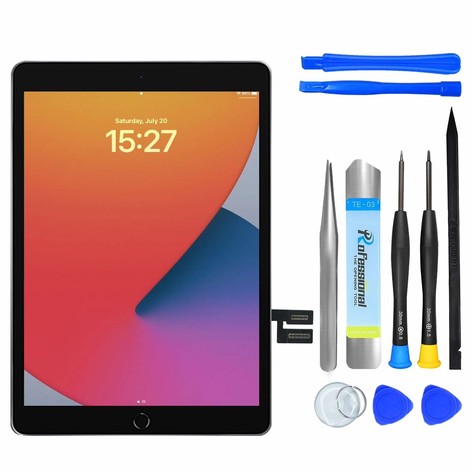 NB+ Pantalla de repuesto para iPad 7, 7ª/8ª generación, cristal táctil digitalizador 10.2 pulgadas, A2197/A2198/A2200/A2270/A2428/A2429/A2430, sin botón de inicio, kit