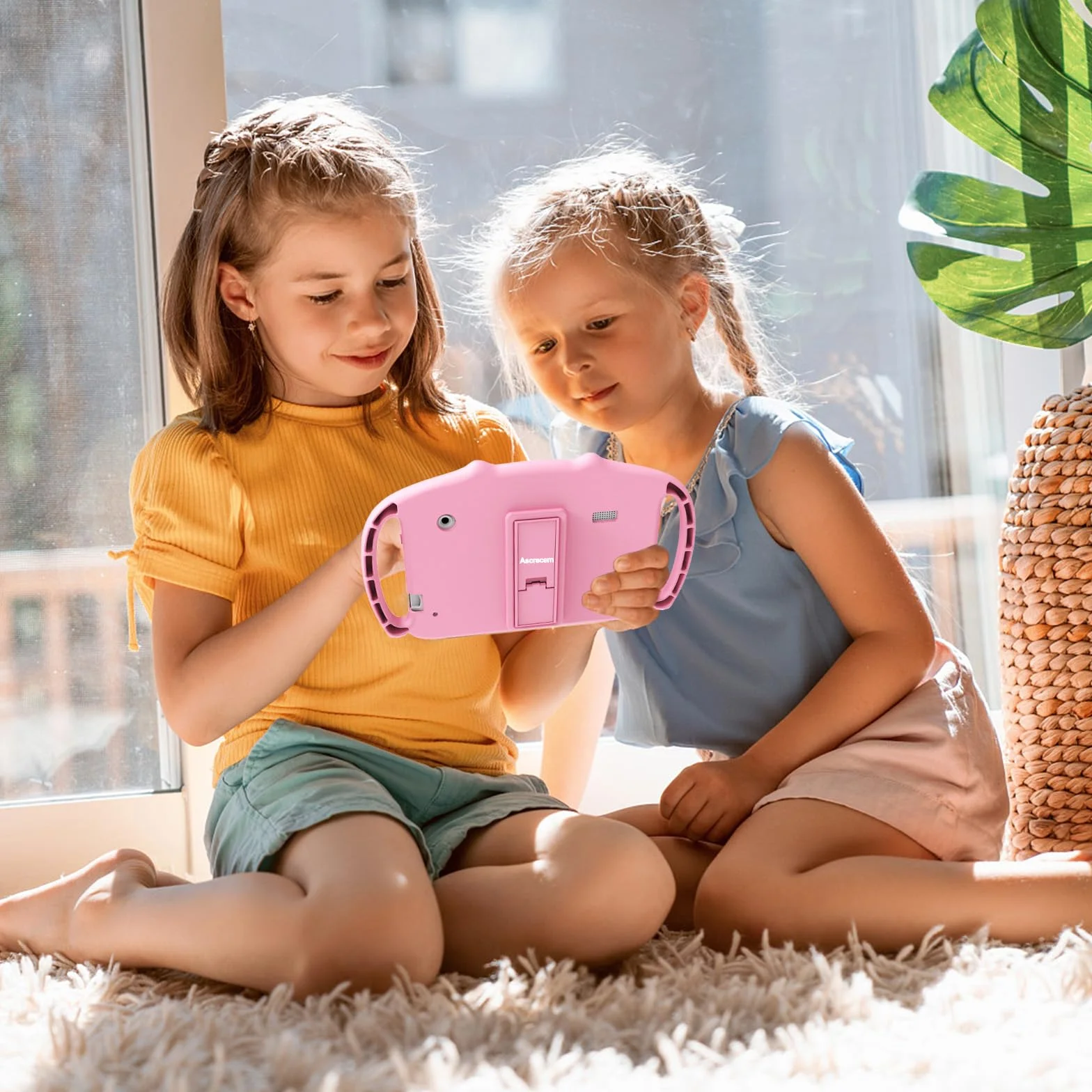 ascrecem Tablet Niños 7 Pulgadas Android Tablet Infantil con WiFi Doble Cámara Control Parental Quad Core 2GB RAM 32GB ROM Juegos Educativos Tableta Bebe de 3 a 14 años Chica Chico (Rosa)