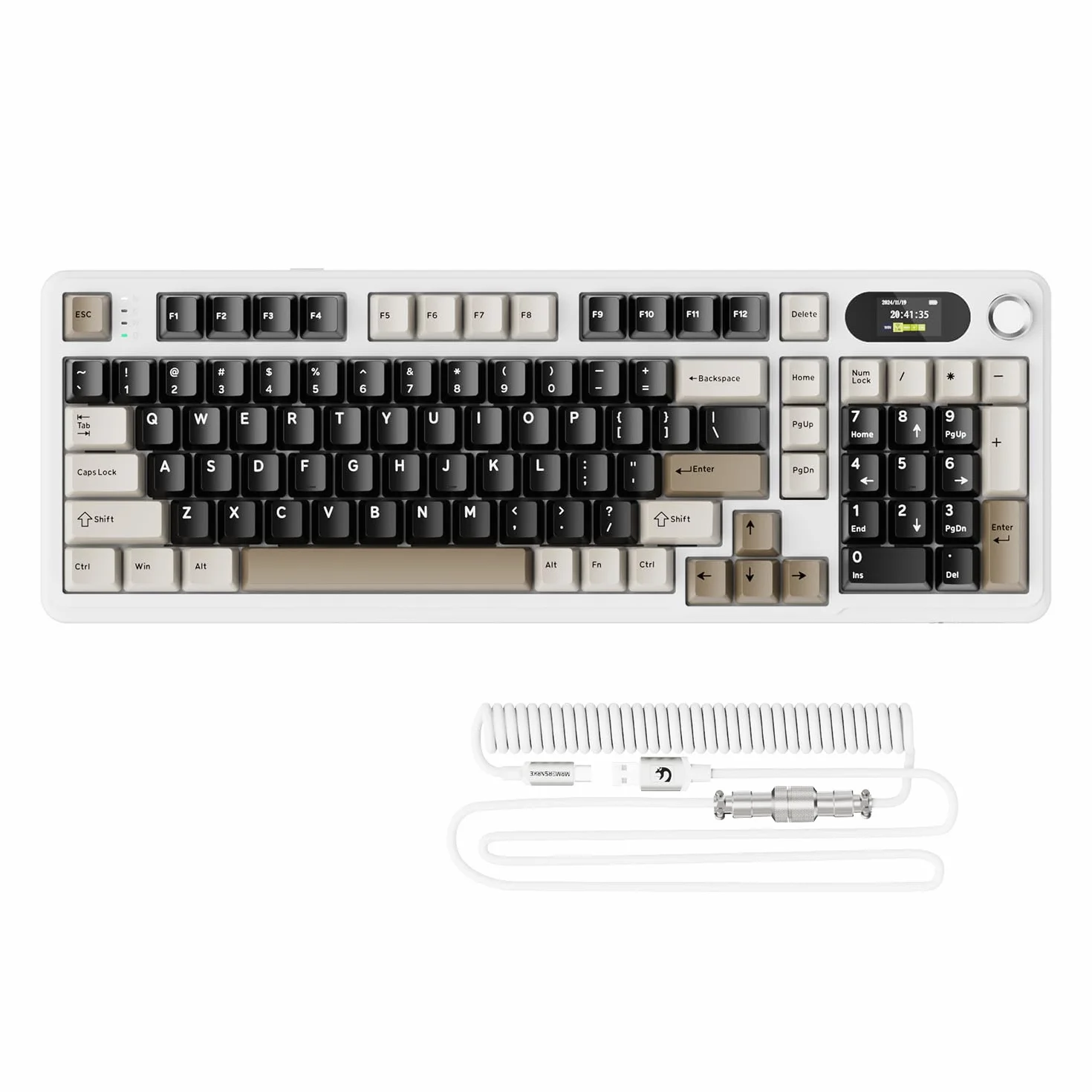 ATTACK SHARK X98PRO Gasket Teclado mecánico para Juegos,BT/inalámbrico 2.4G/USB-C,Pantalla LED a Color y Perilla CNC,RGB Backlit,Interruptor Lineal de 98 Teclas Hot-Swap,4000mAh,para PC,Mac-Blanco